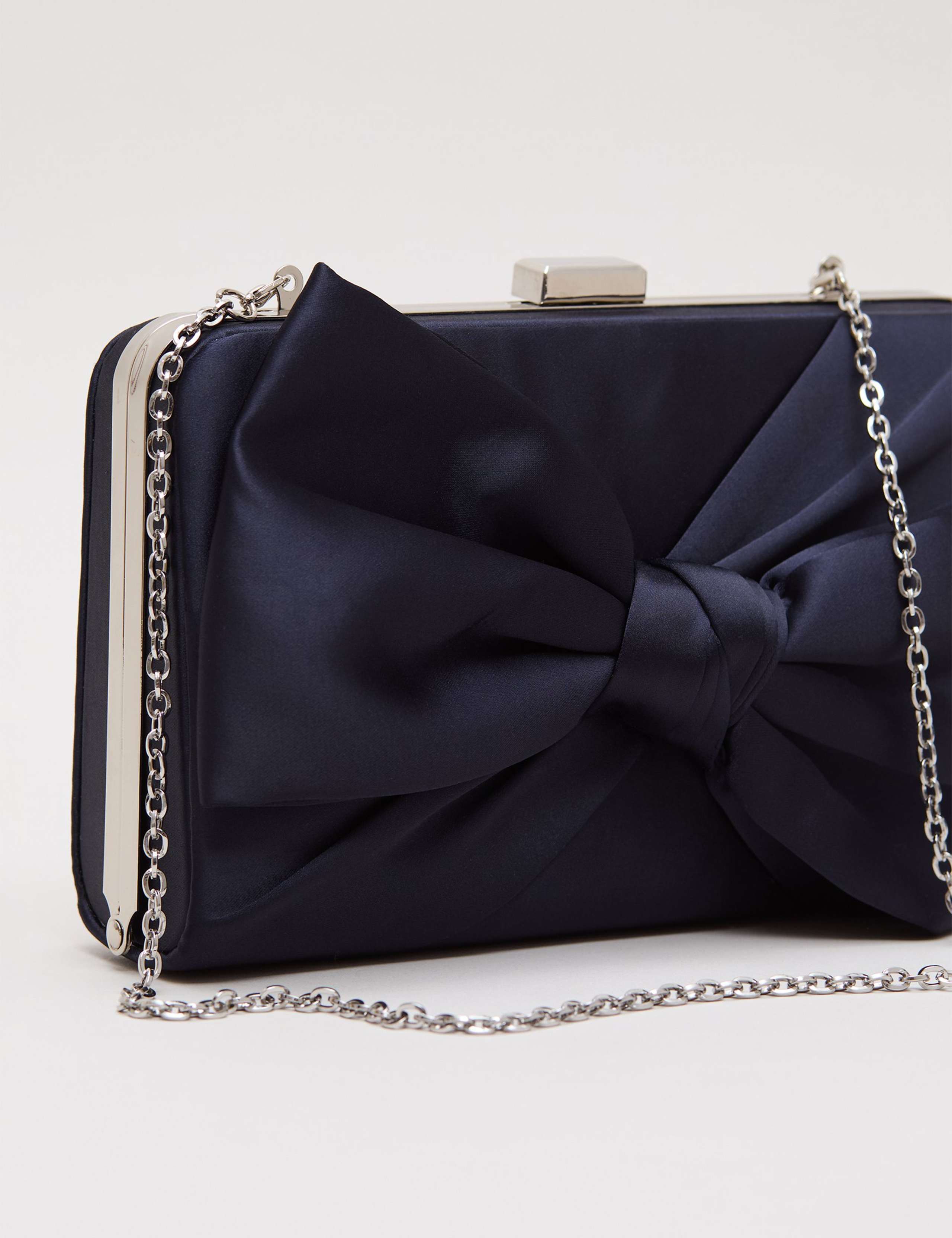 Satin Bow Chain Strap Clutch Bag 4 of 7