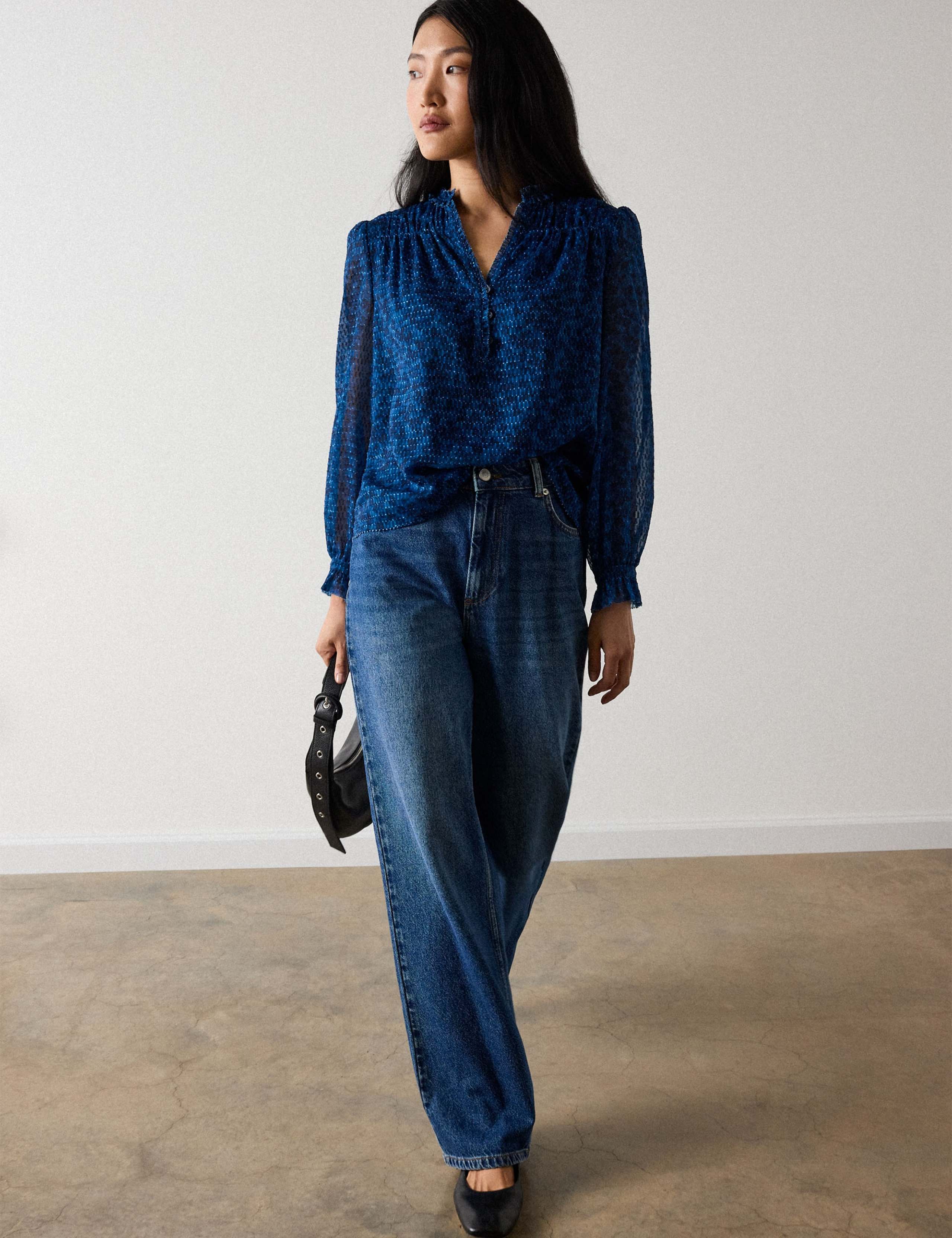Ditsy Floral Textured V Neck Blouse 5 of 5