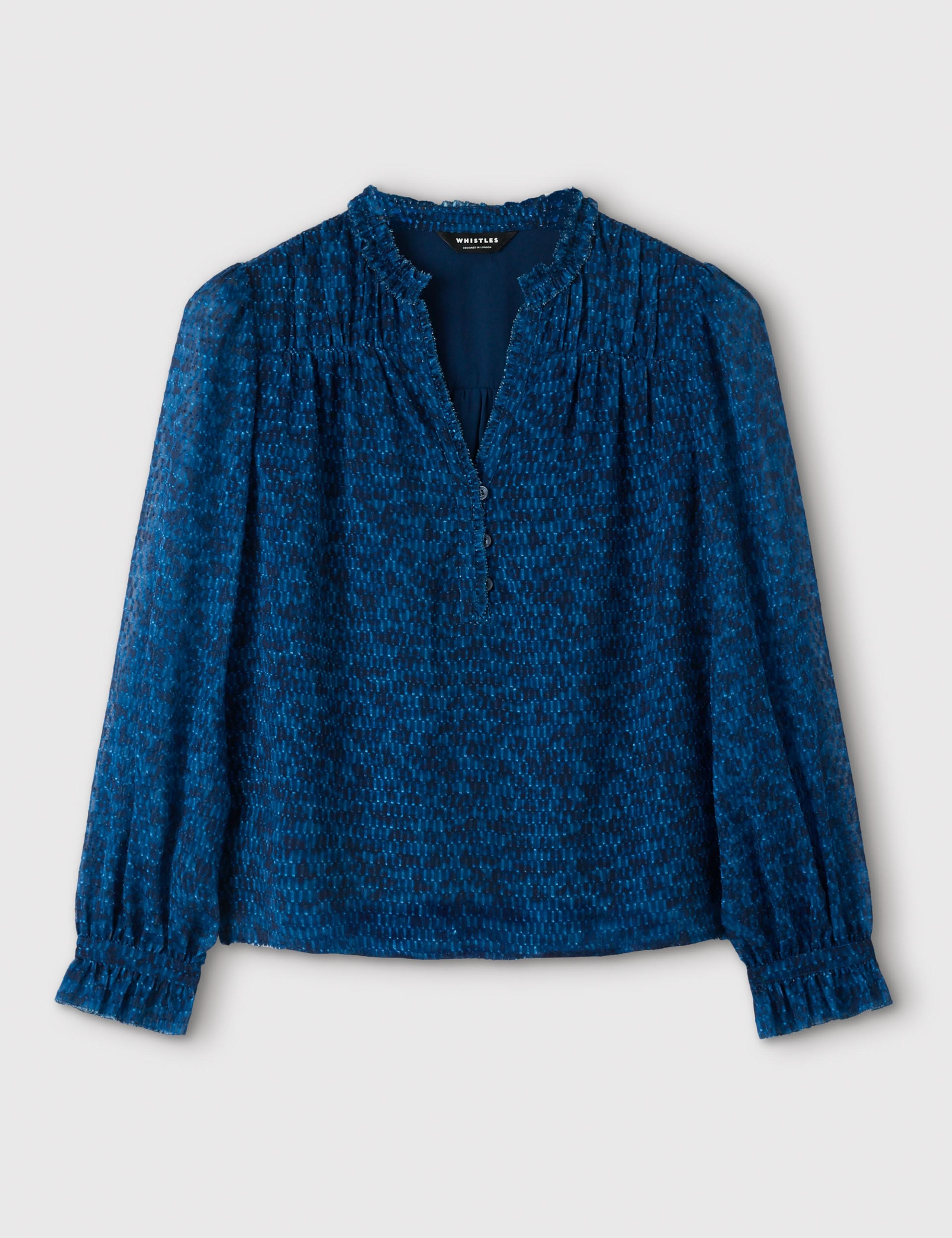 Ditsy Floral Textured V Neck Blouse 2 of 5
