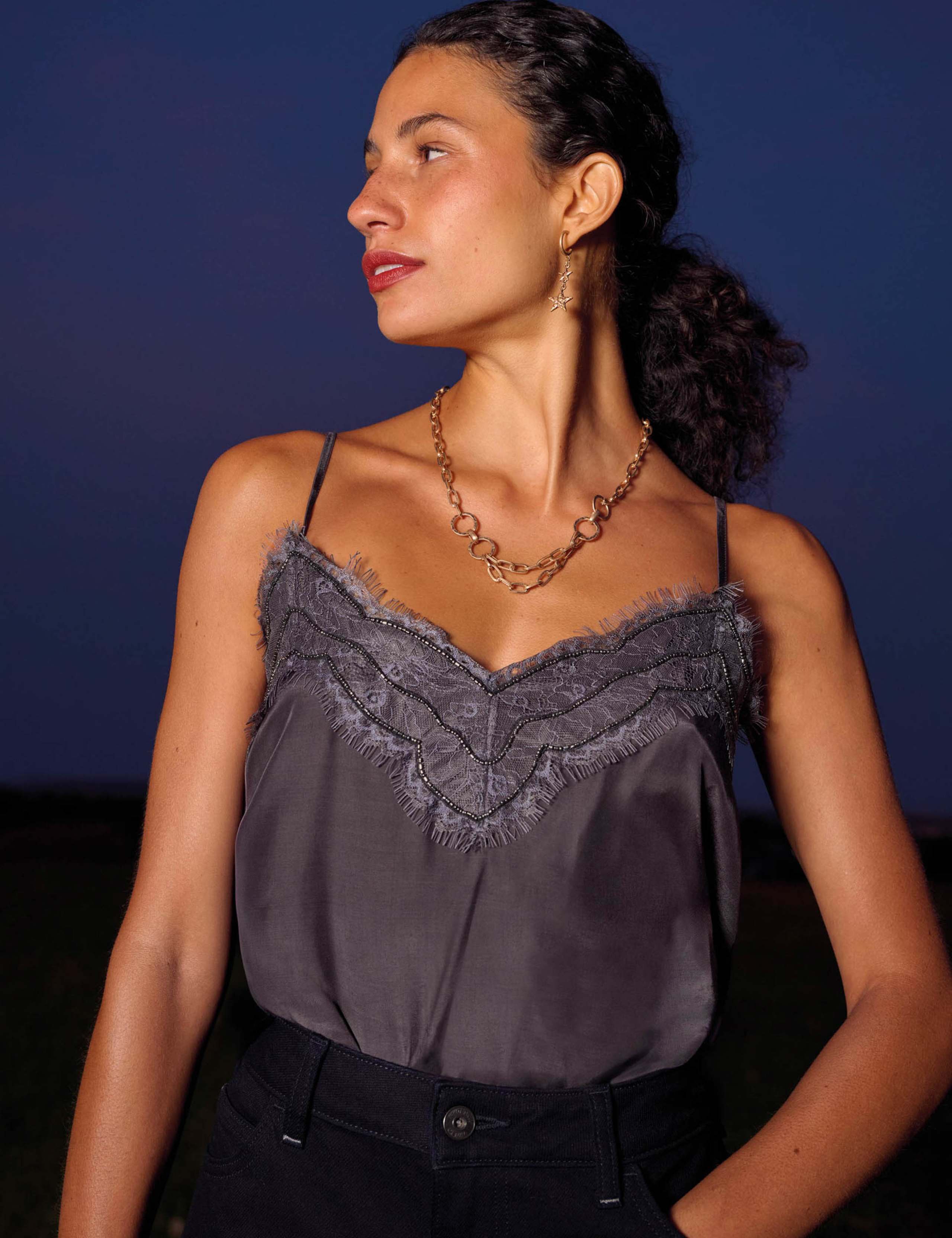 Ines Embellished V Neck Strappy Vest 1 of 7