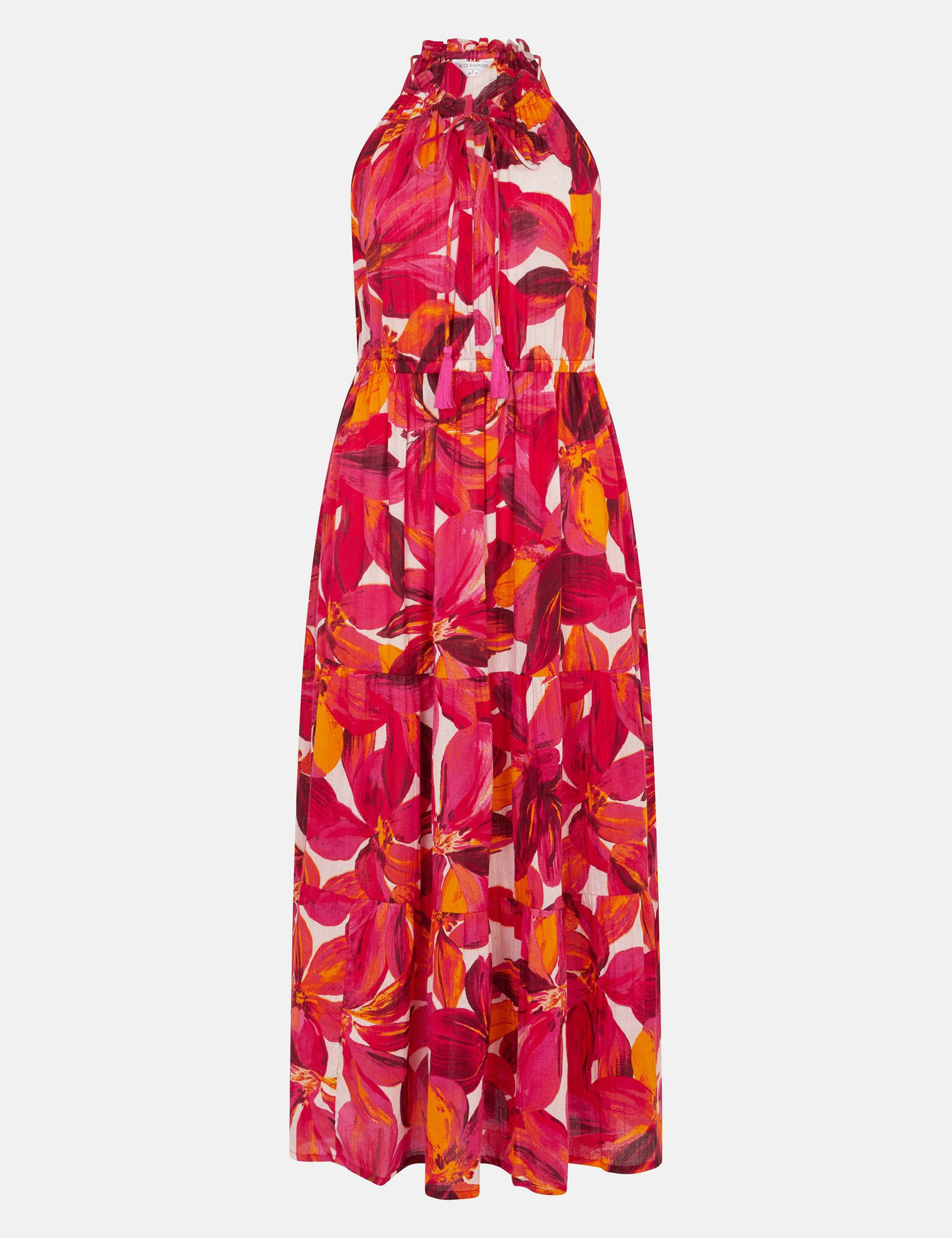 Pure Cotton Floral Halter Neck Beach Dress 2 of 5