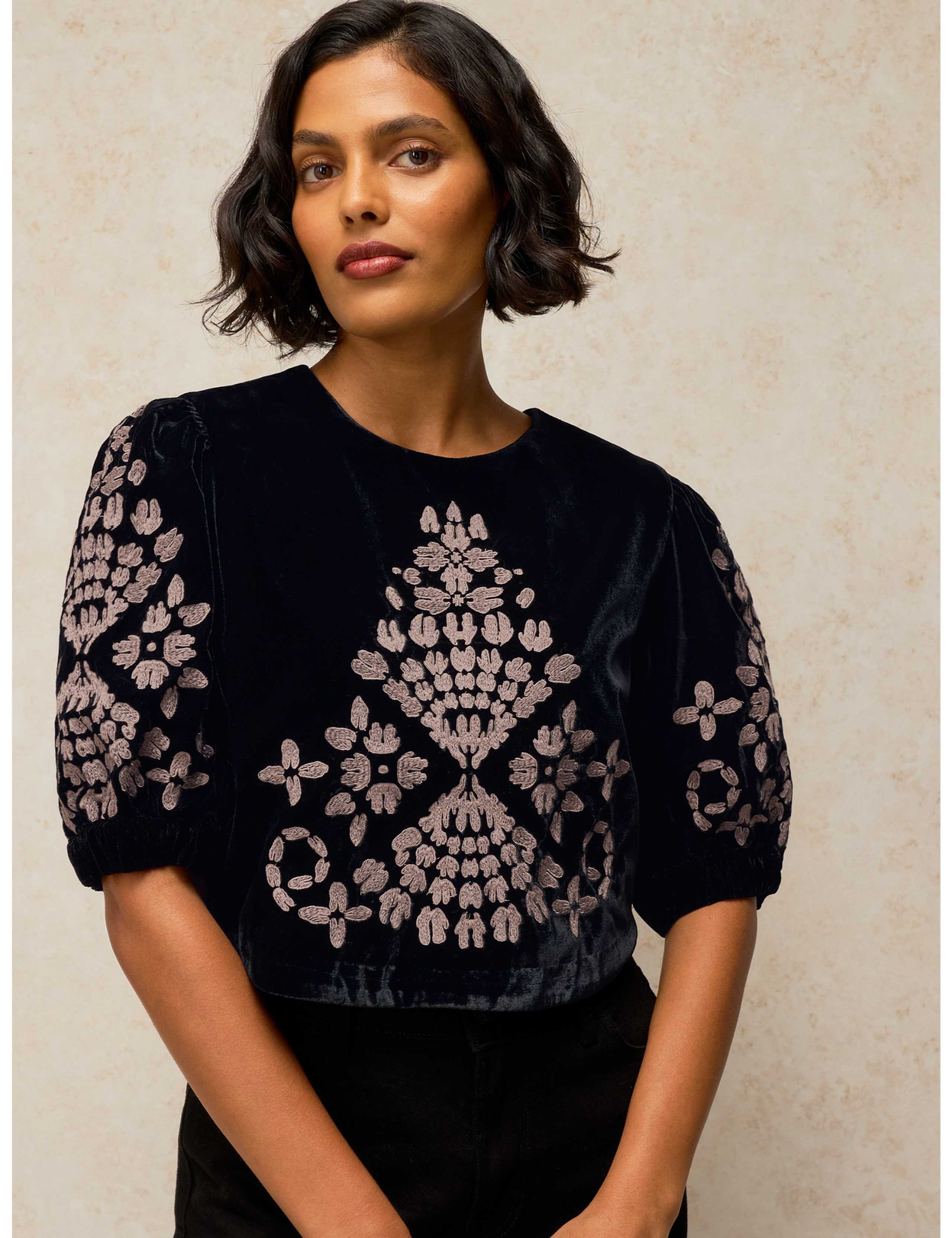Kai Velvet Embroidered Top 1 of 7
