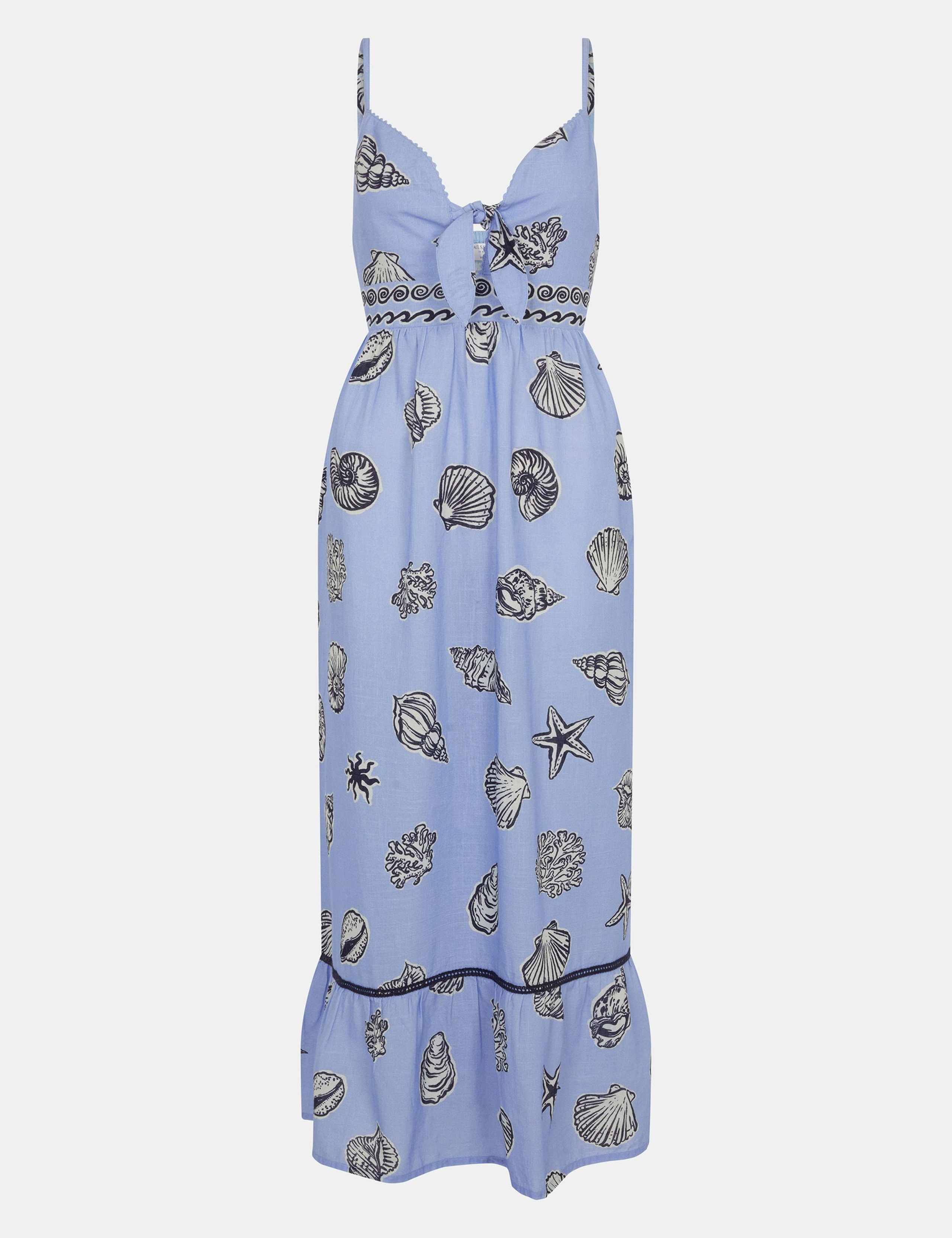 Pure Cotton Shell Print V-Neck Beach Dress 2 of 5