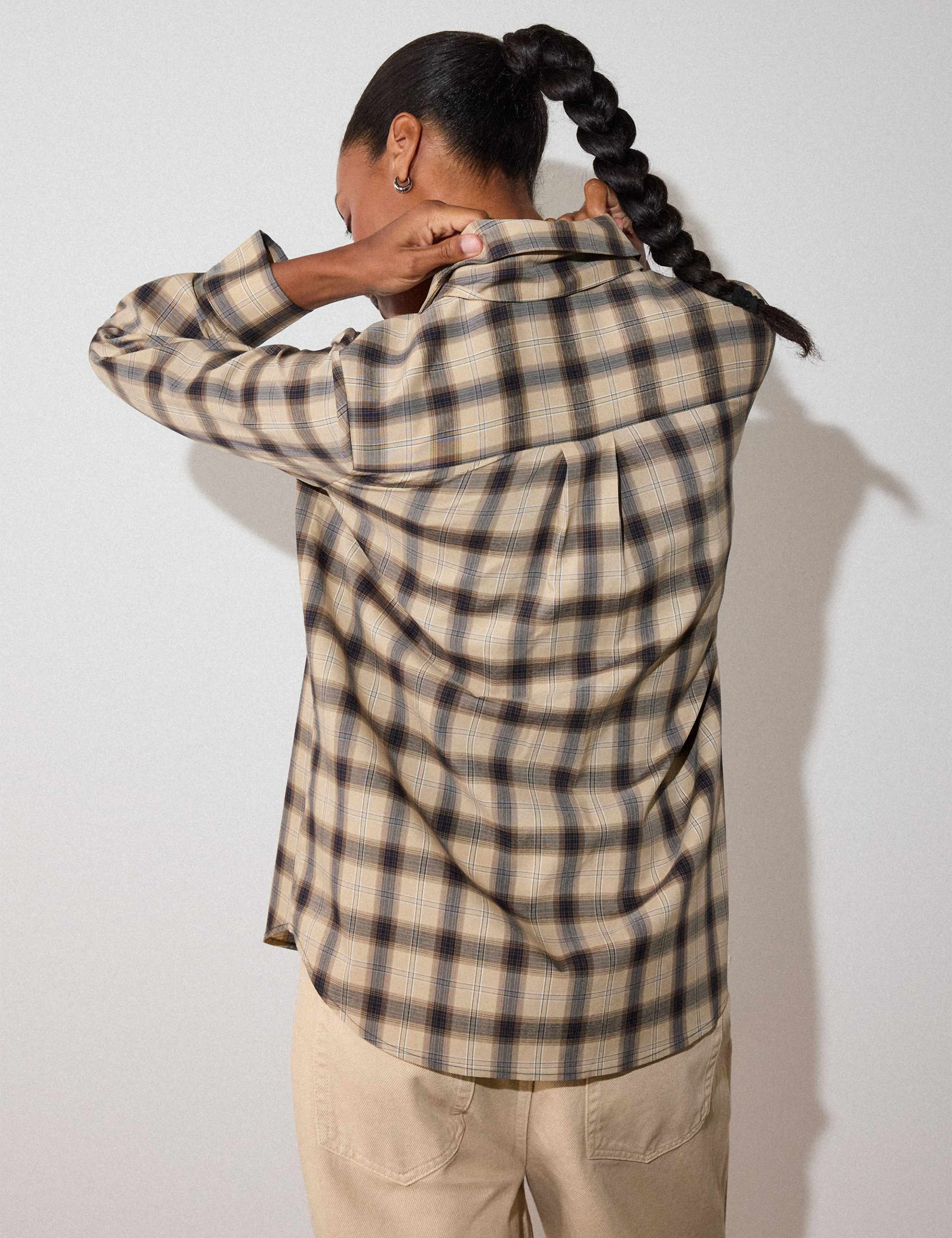 Checked Scarf Detail Shirt with Lyocell 3 of 6