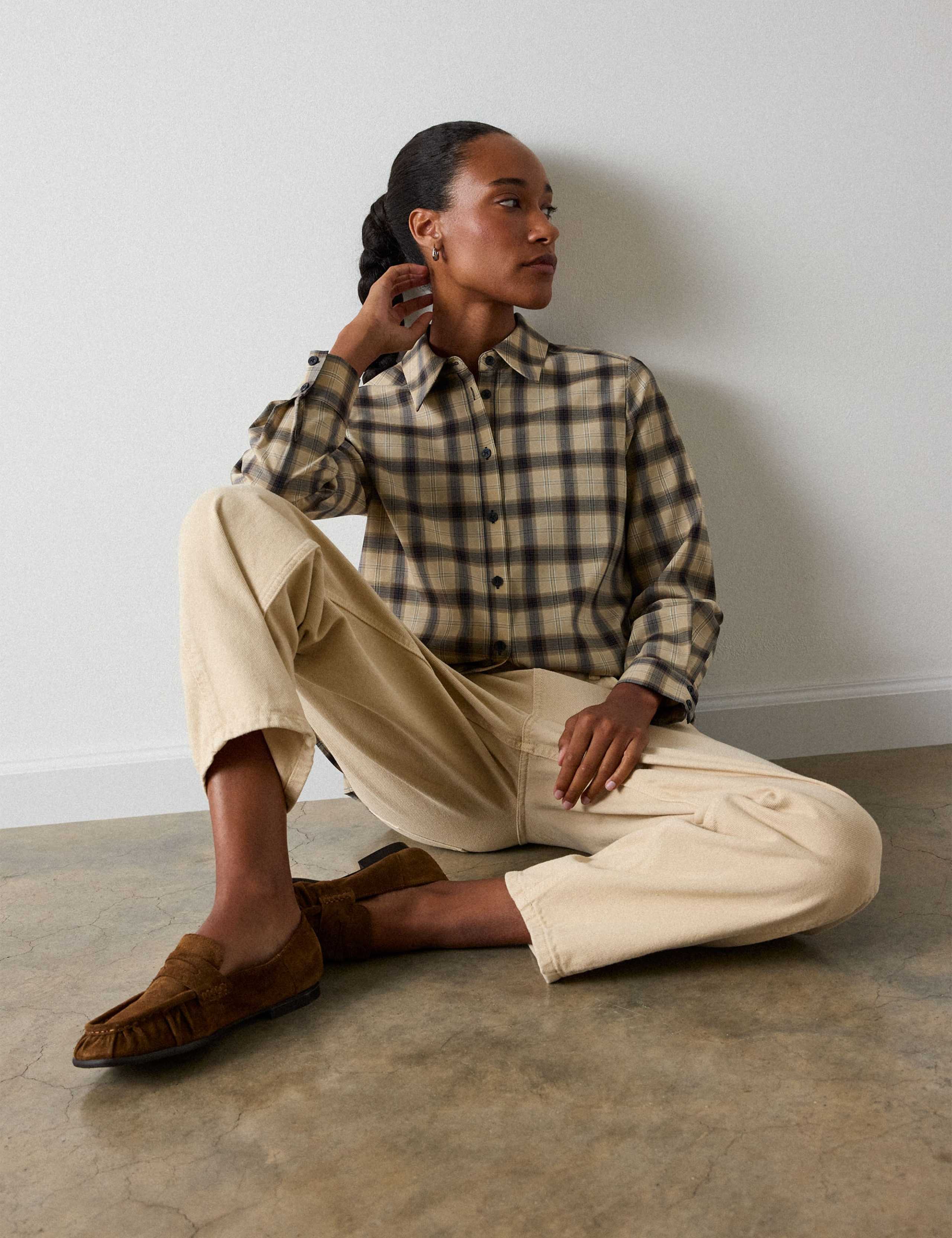 Checked Scarf Detail Shirt with Lyocell 5 of 6