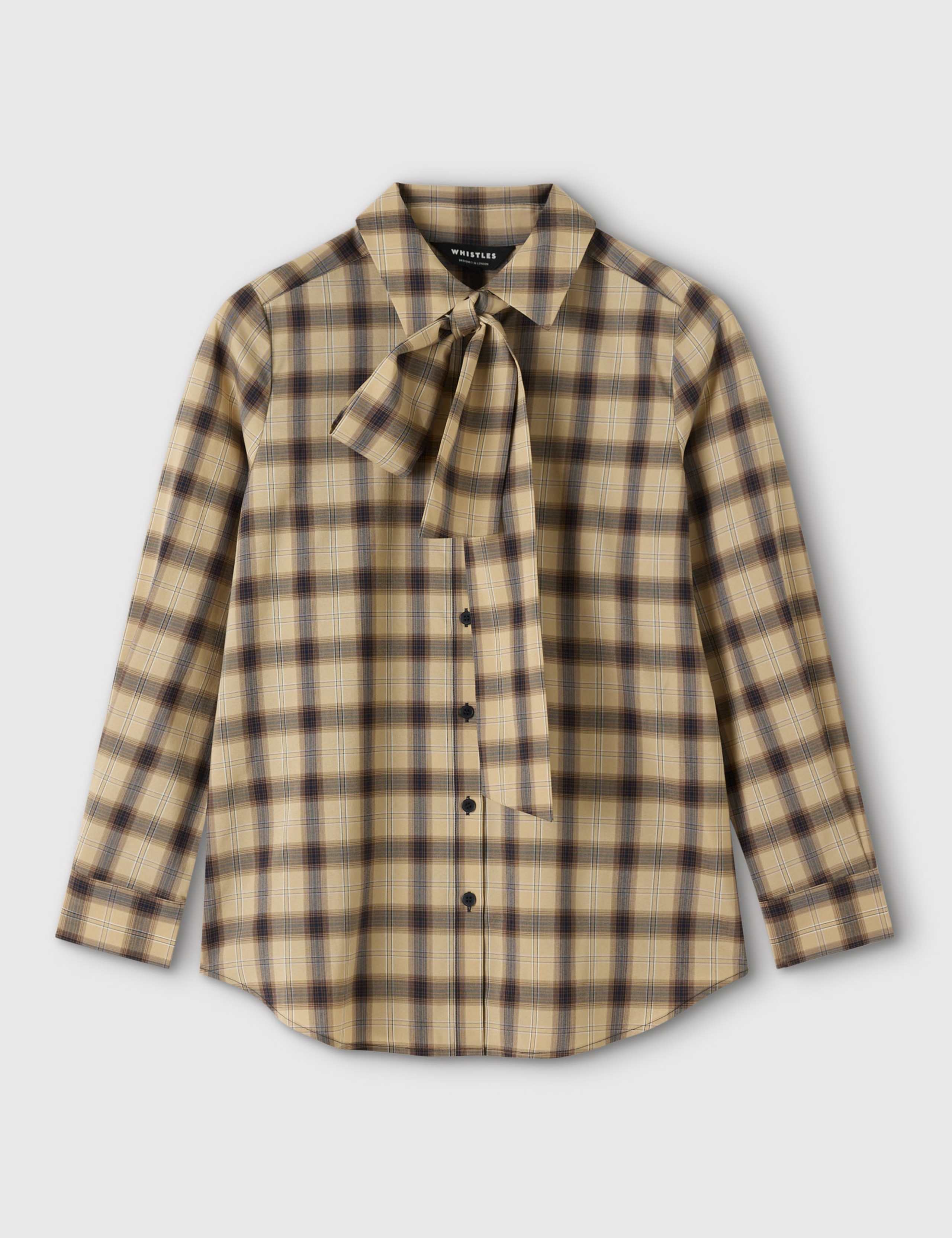Checked Scarf Detail Shirt with Lyocell 2 of 6