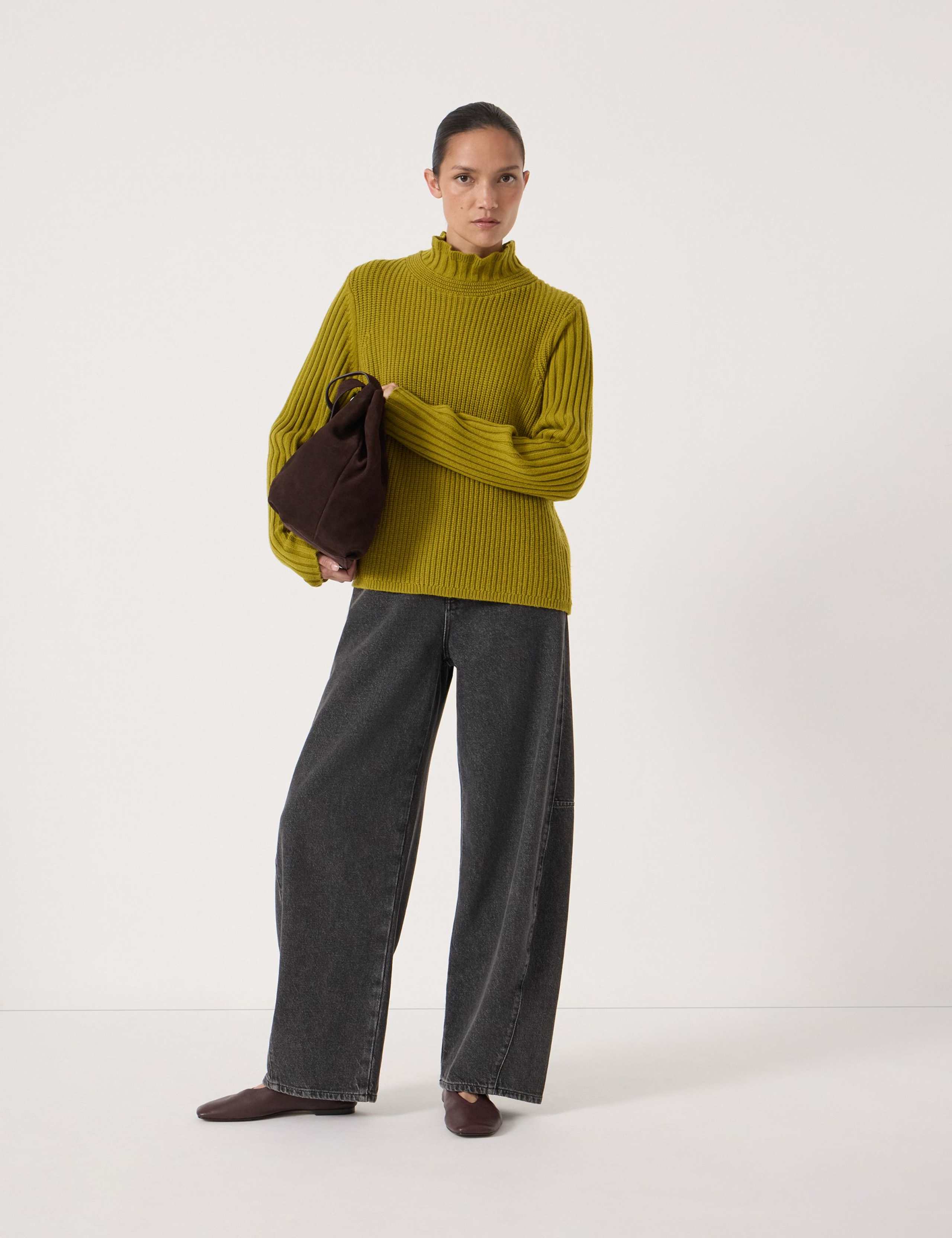 Ribbed Frill Neck Jumper with Wool 3 of 5