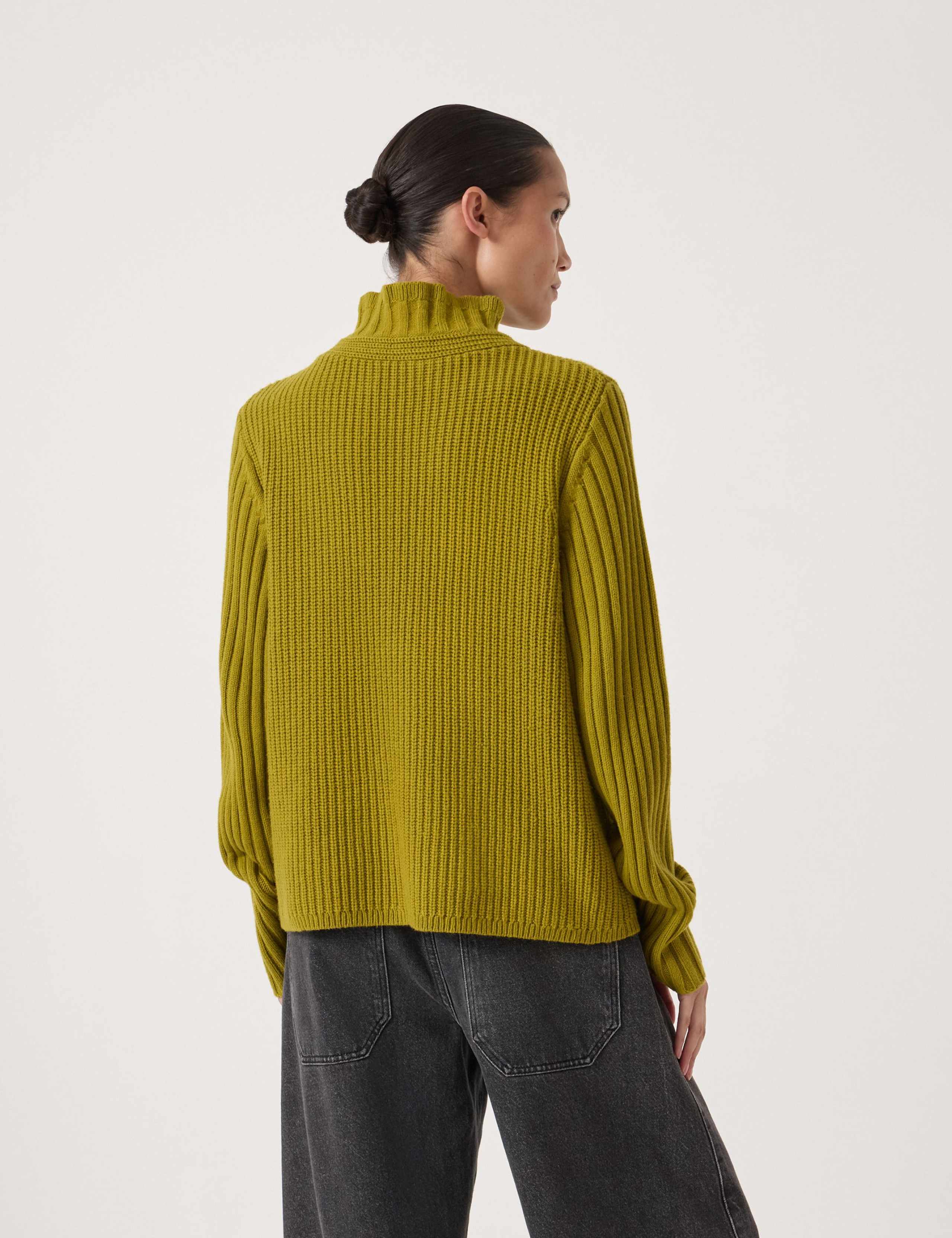 Ribbed Frill Neck Jumper with Wool 4 of 5