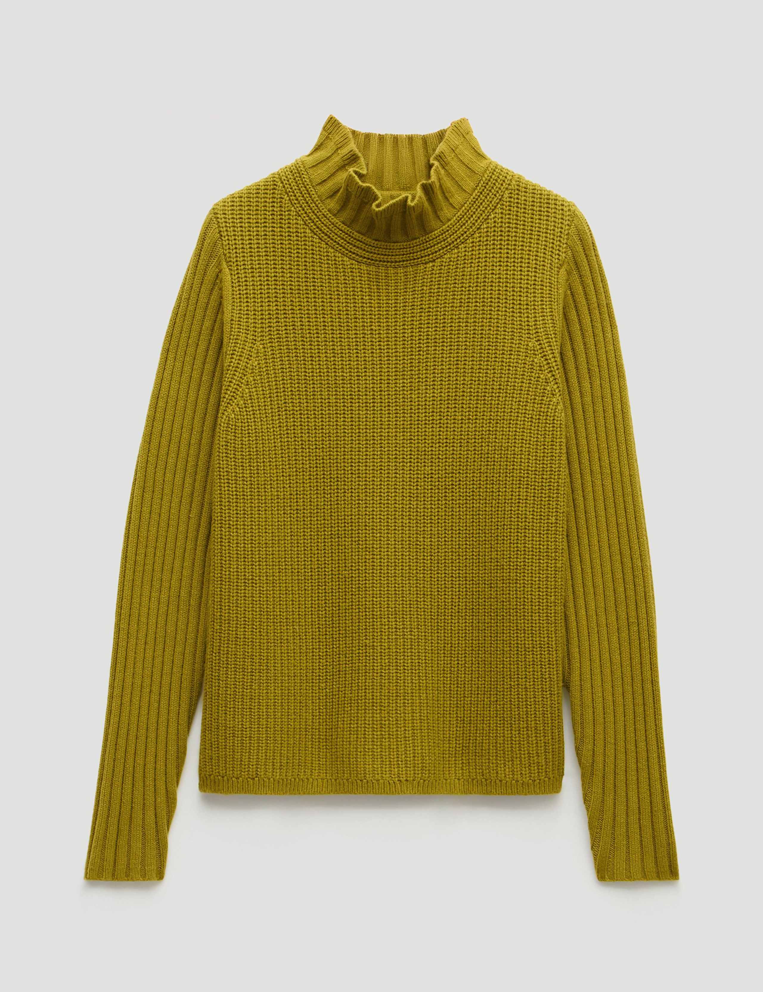 Ribbed Frill Neck Jumper with Wool 2 of 5