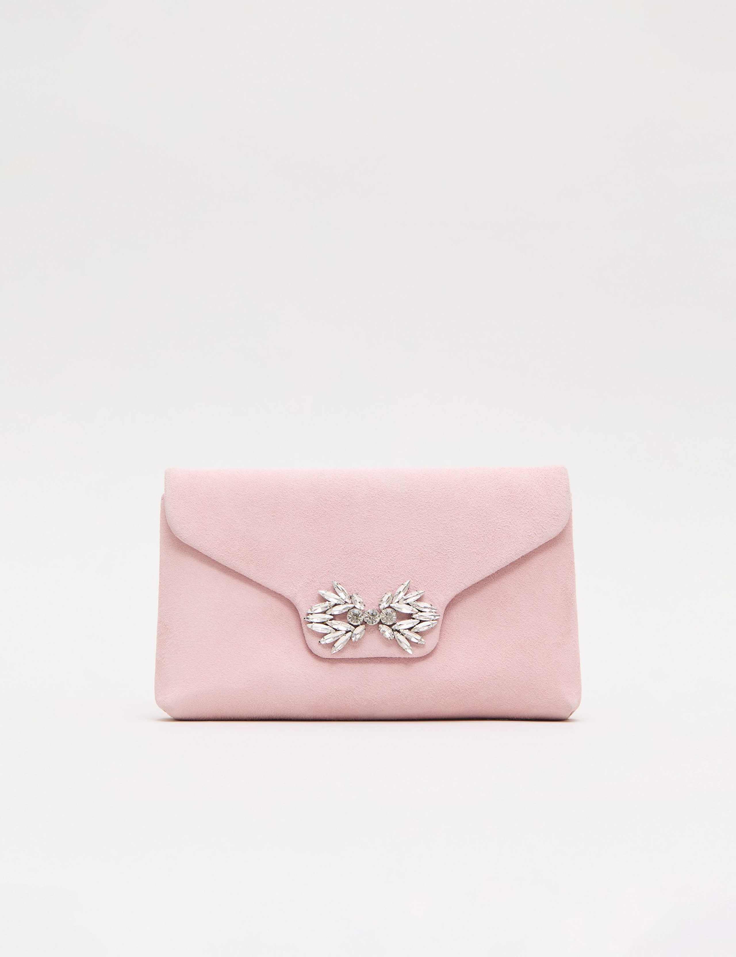 Suede Embellished Clutch Bag 1 of 8