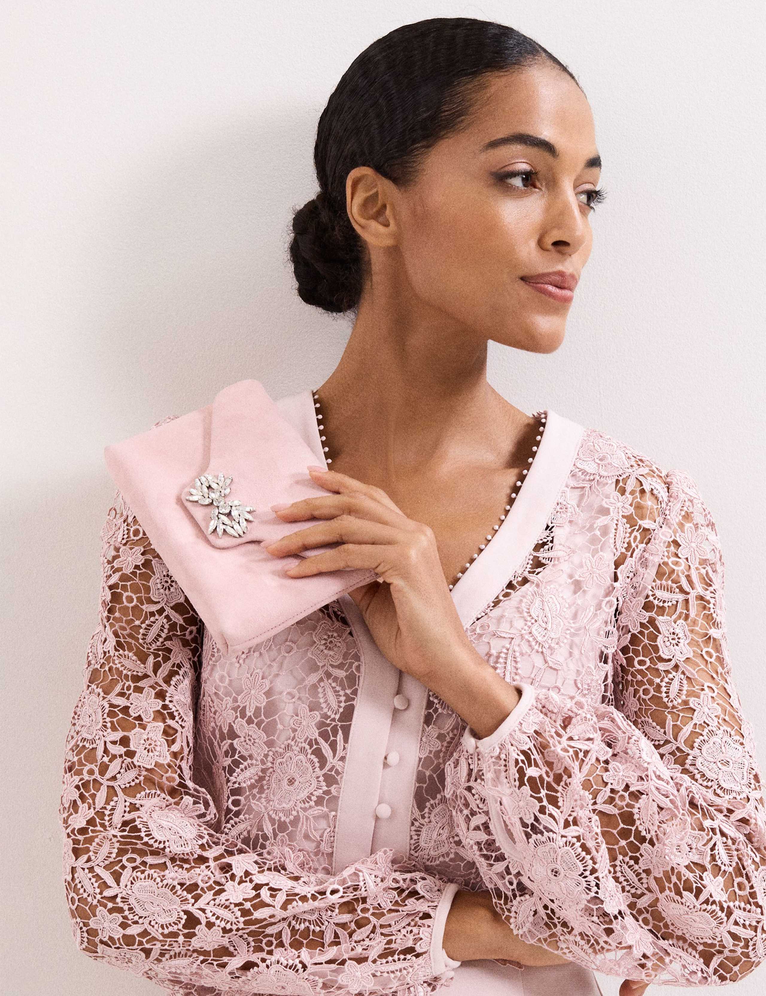 Suede Embellished Clutch Bag 7 of 8