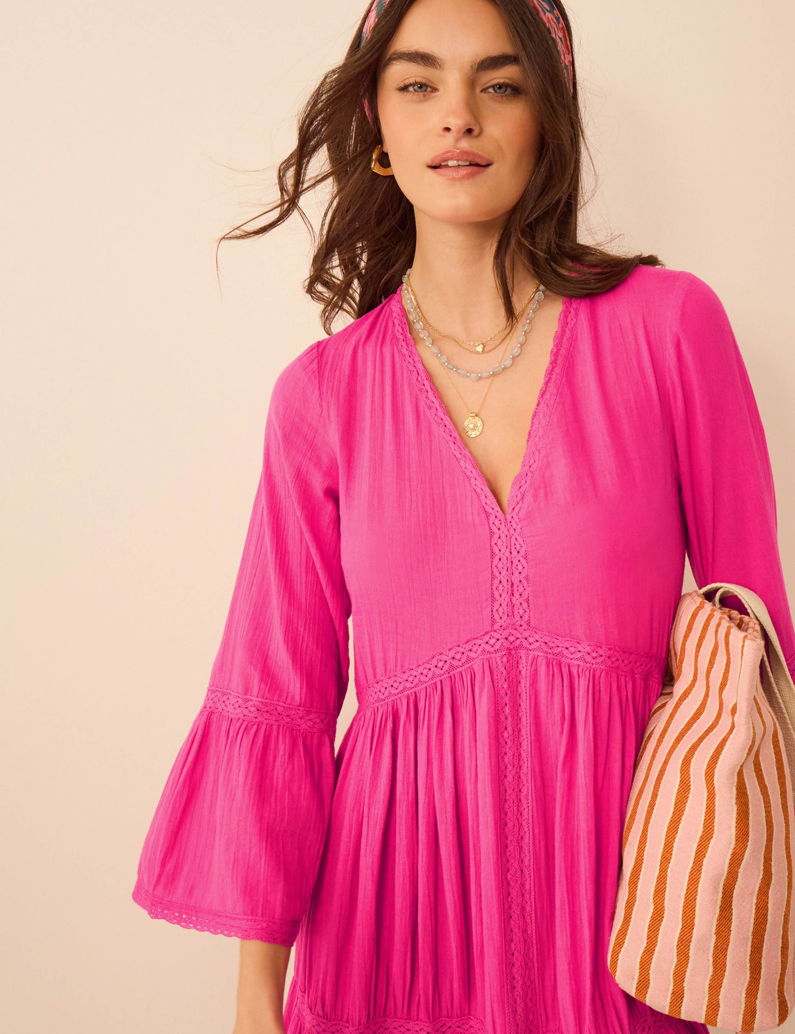 Pure Cotton V-Neck Midi Beach Dress 3 of 5