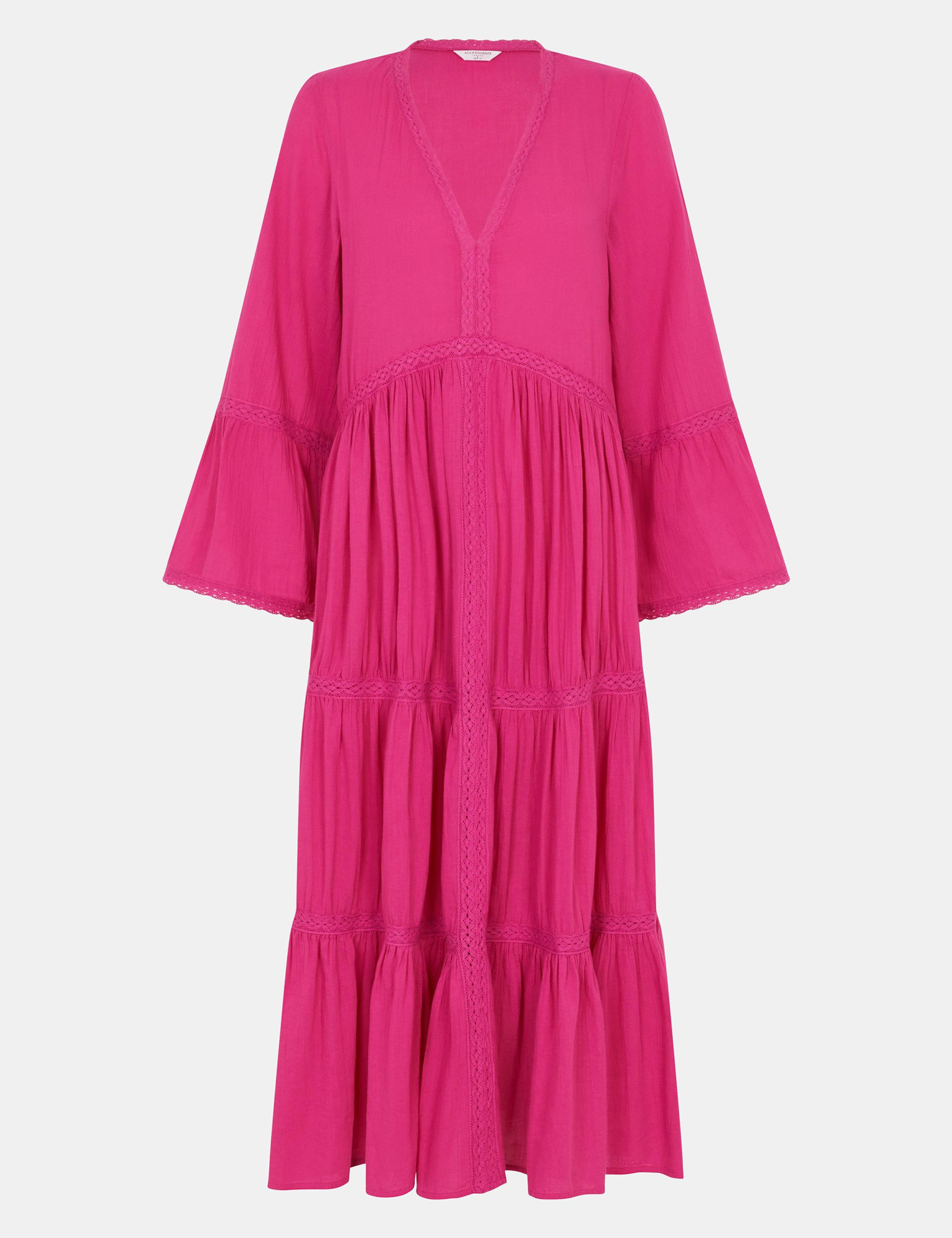 Pure Cotton V-Neck Midi Beach Dress 2 of 5