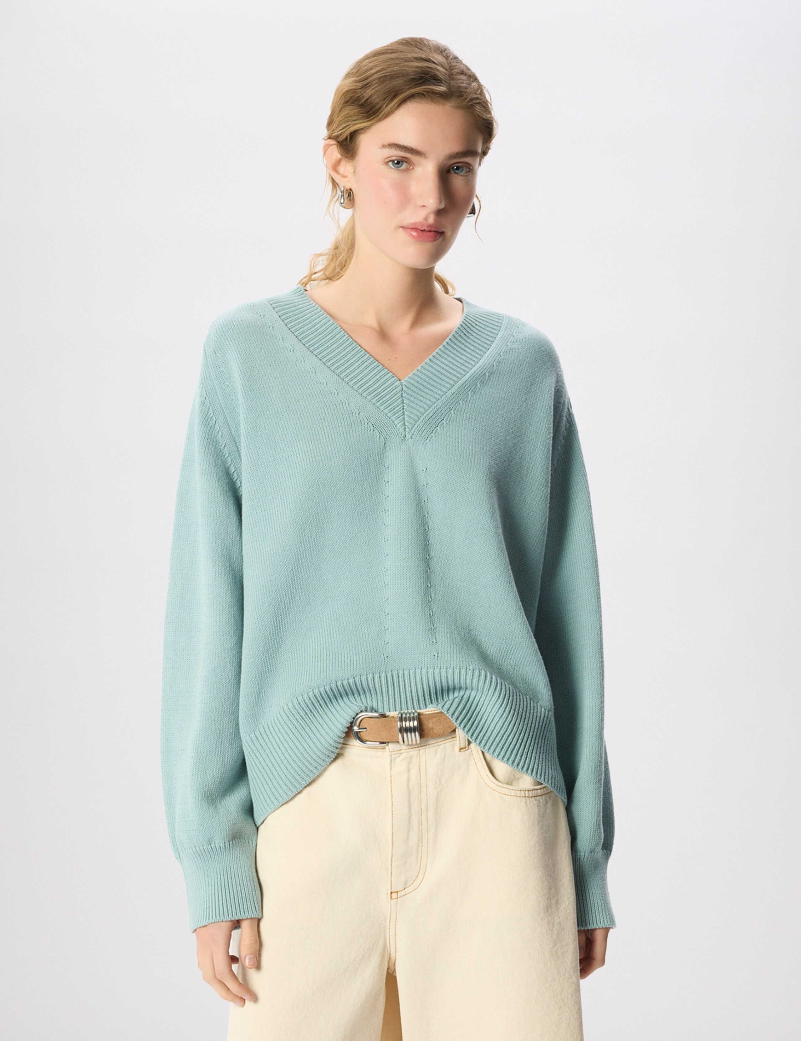 Pure Cotton V-Neck Relaxed Jumper 1 of 7