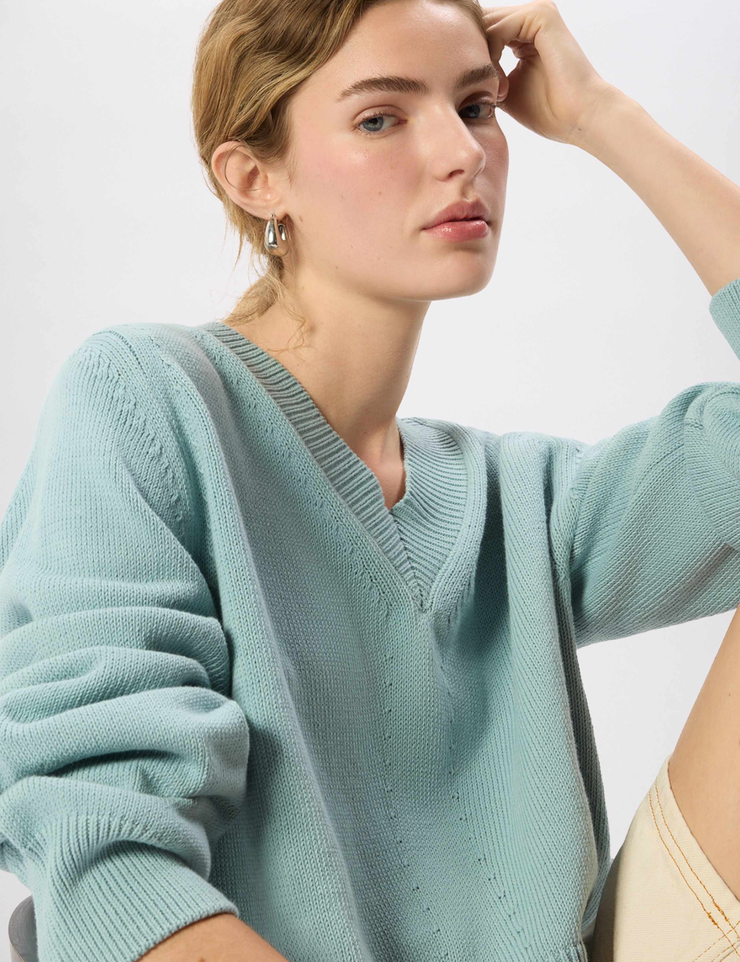 Pure Cotton V-Neck Relaxed Jumper 4 of 7