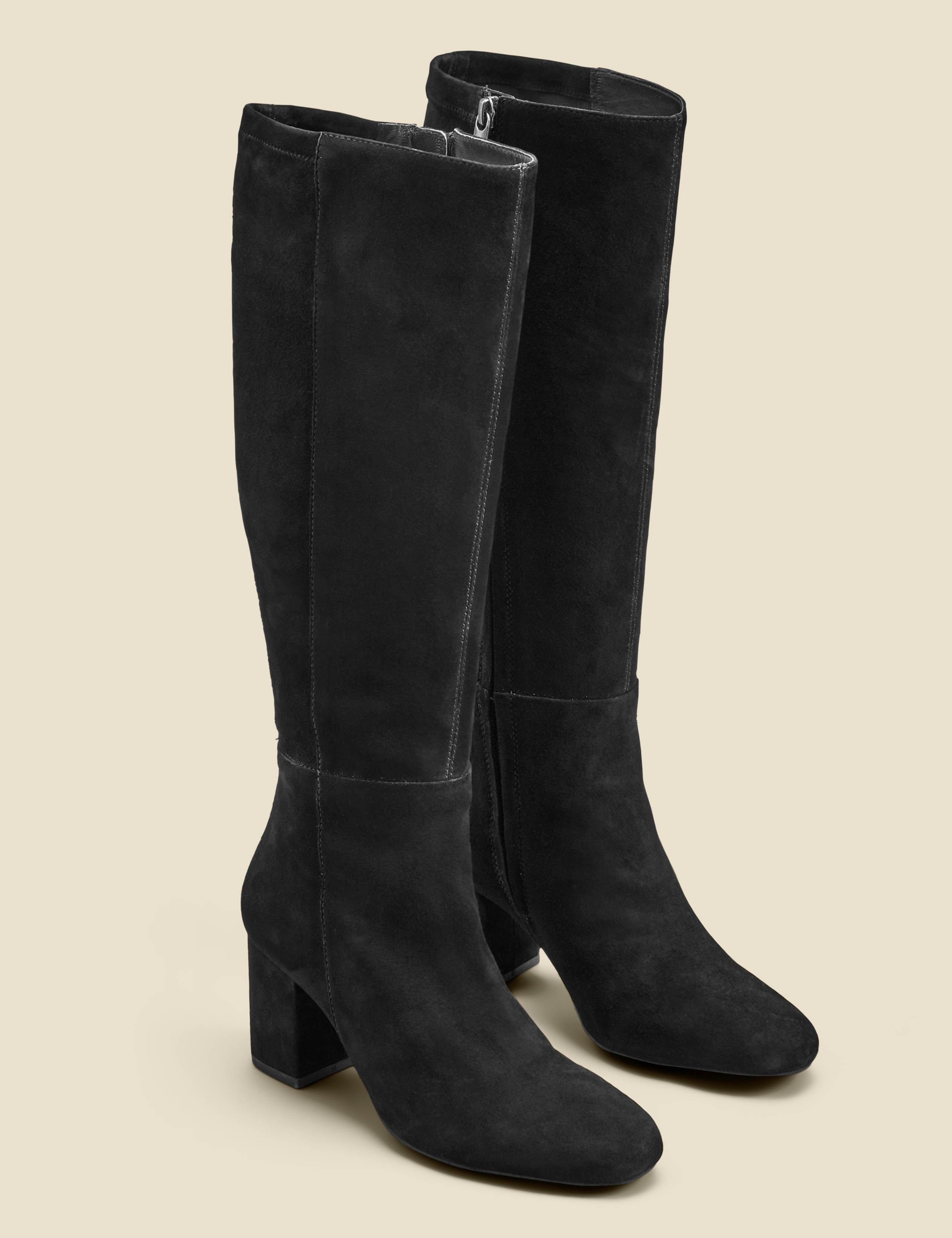 Suede Block Heel Knee High Boots 2 of 3