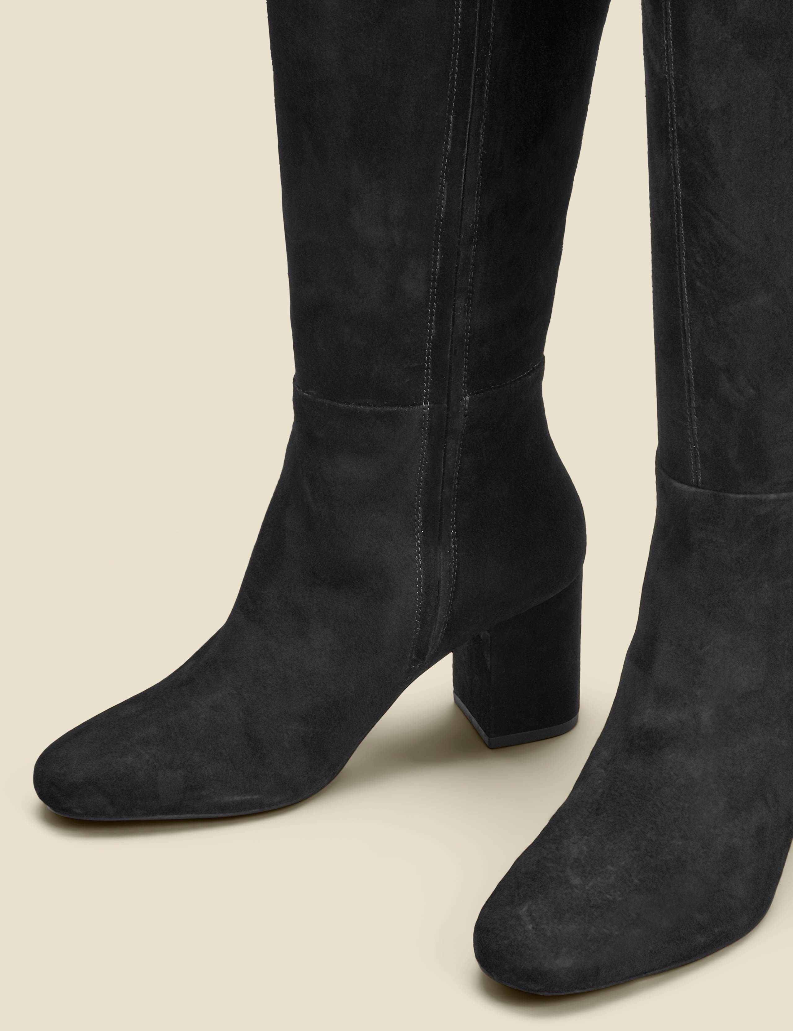Suede Block Heel Knee High Boots 3 of 3