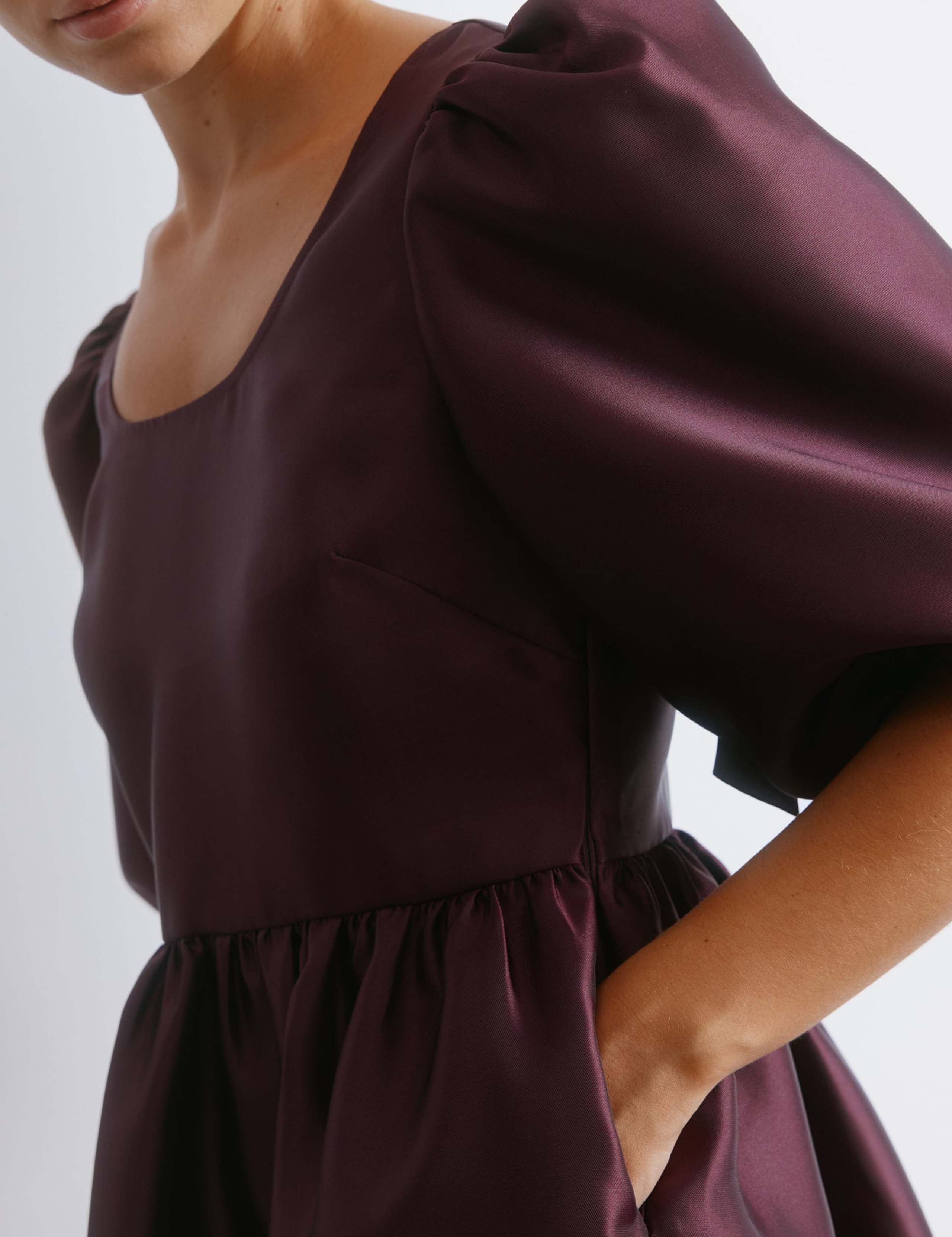 Taffeta Puff Sleeve Mini Skater Dress 5 of 6