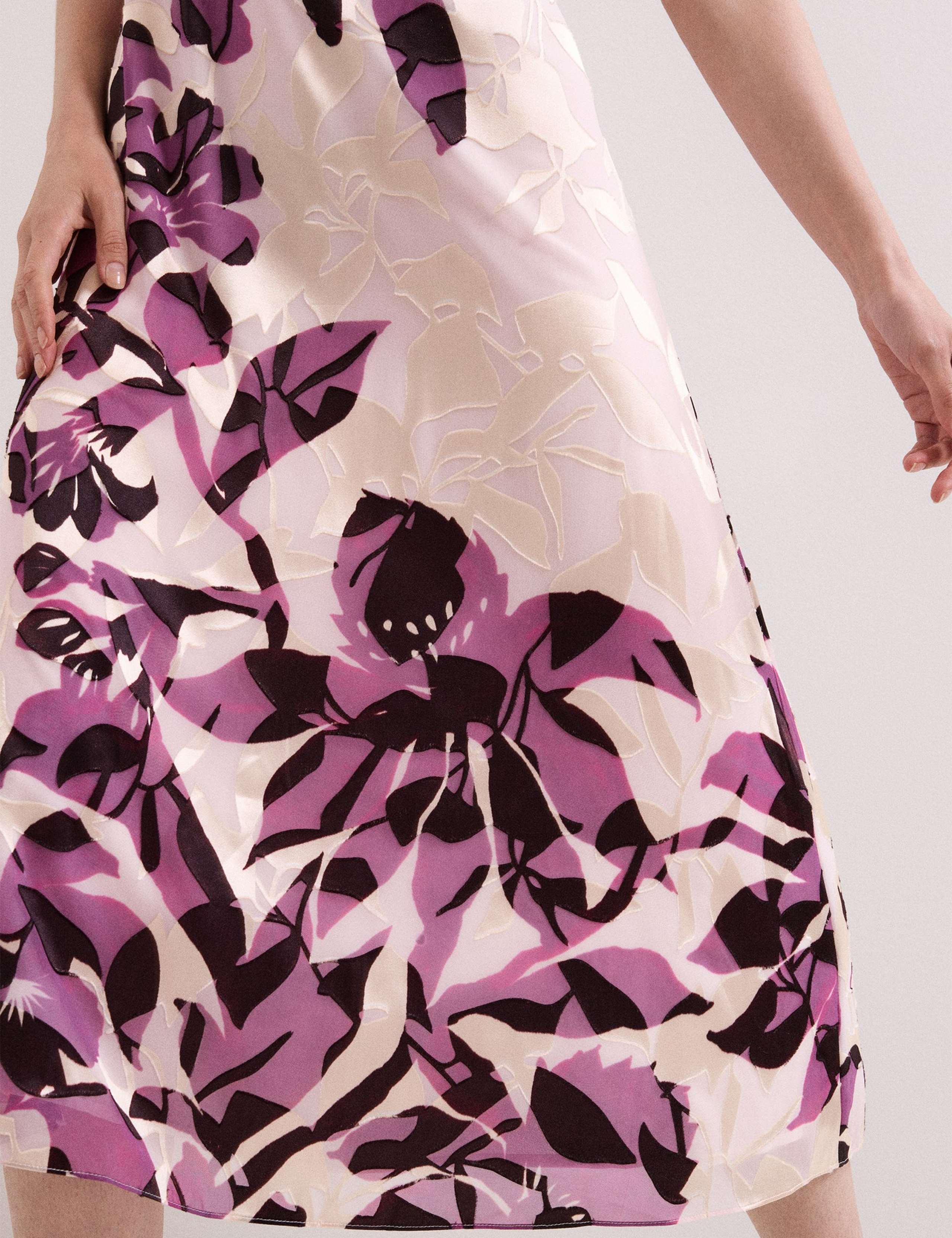 Floral High Neck Midi Waistwed Dress 6 of 8