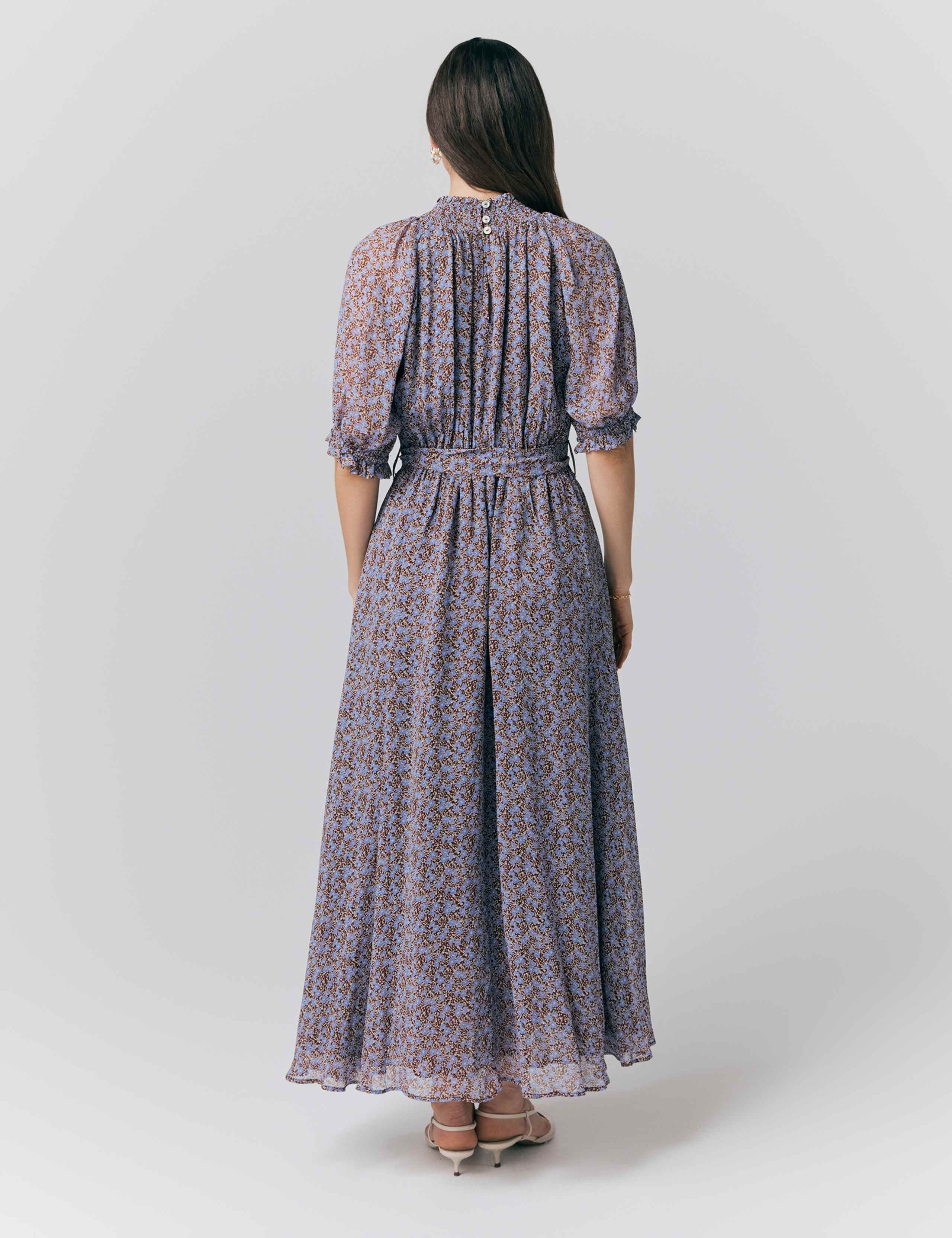 Georgette Floral Shirred Maxi Waisted Dress 2 of 4