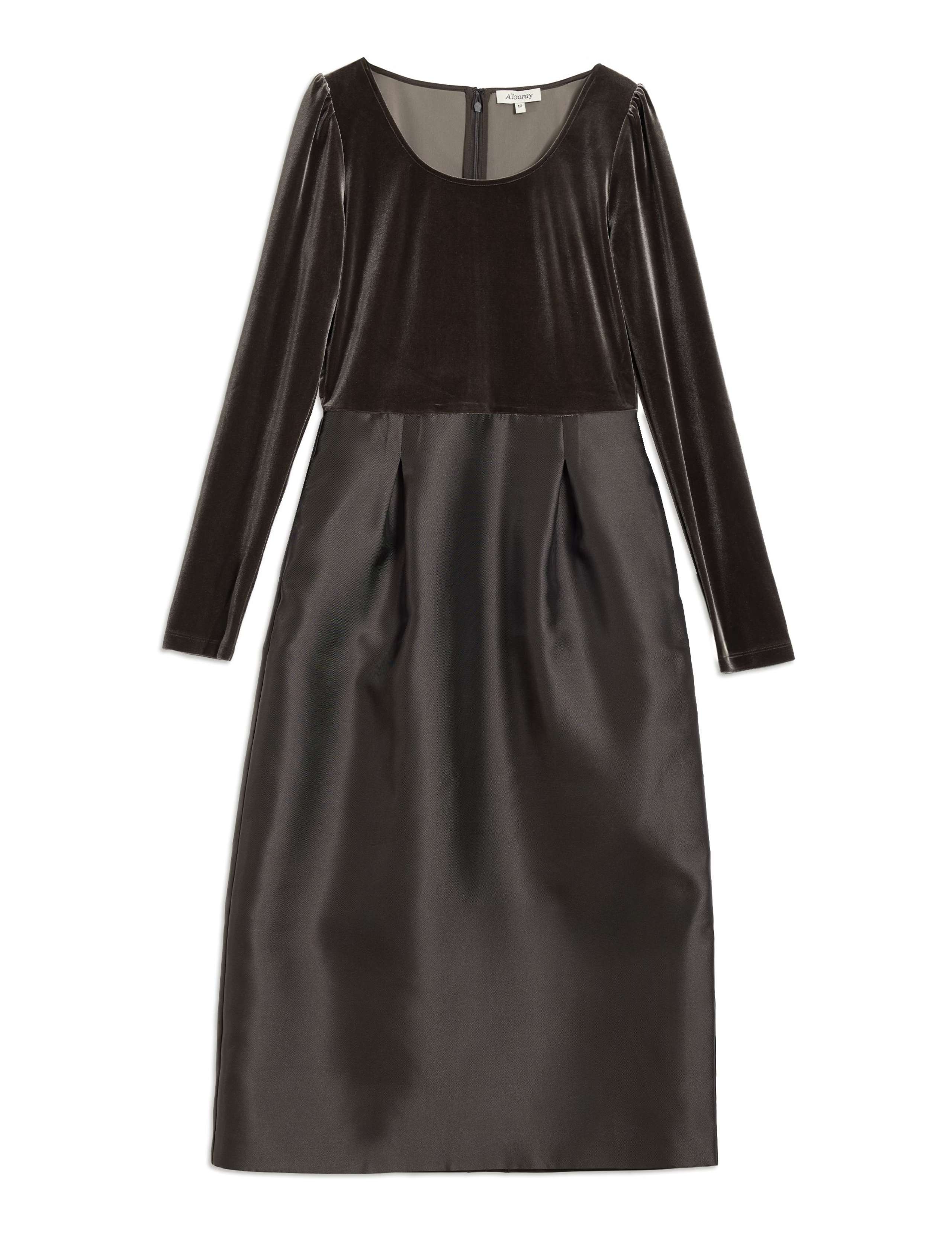 Velvet & Taffeta Midi Waisted Tulip Dress 2 of 4