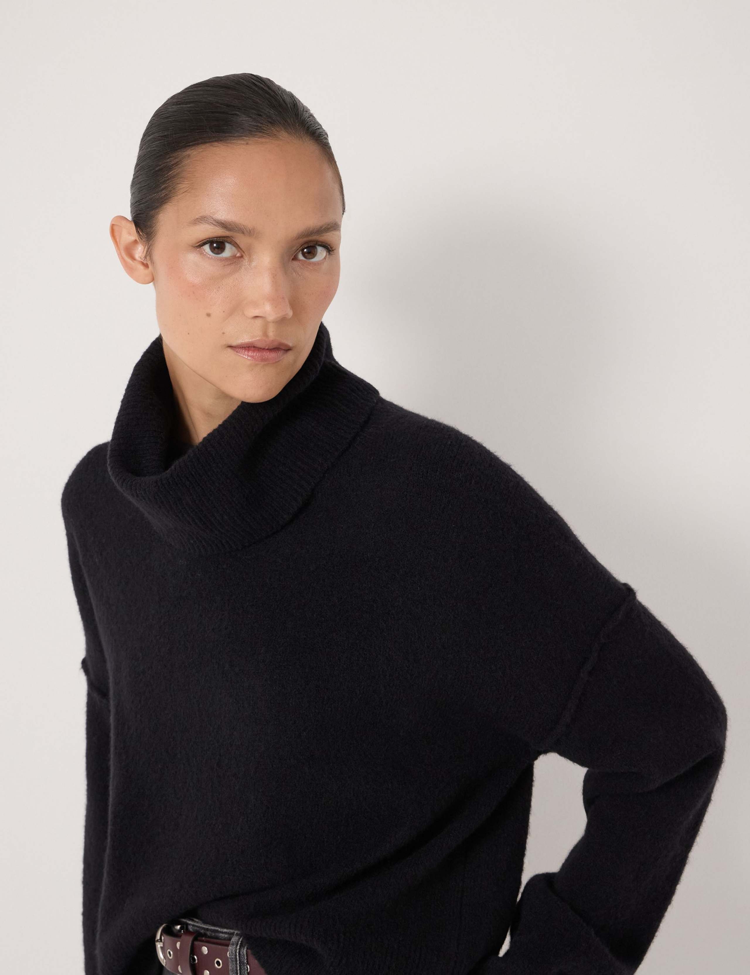 Wool Blend Roll Neck Cropped Jumper 3 of 6
