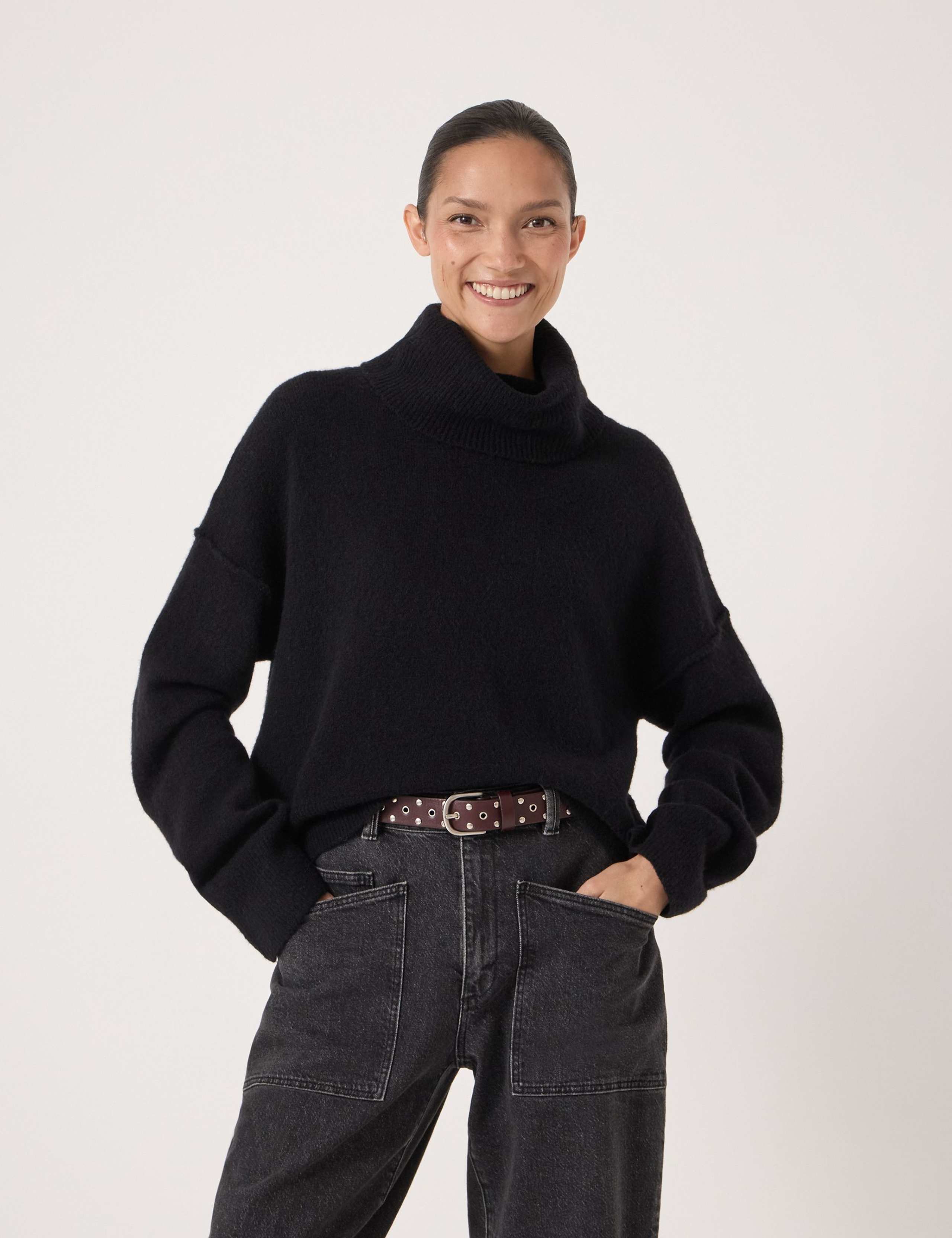 Wool Blend Roll Neck Cropped Jumper 5 of 6