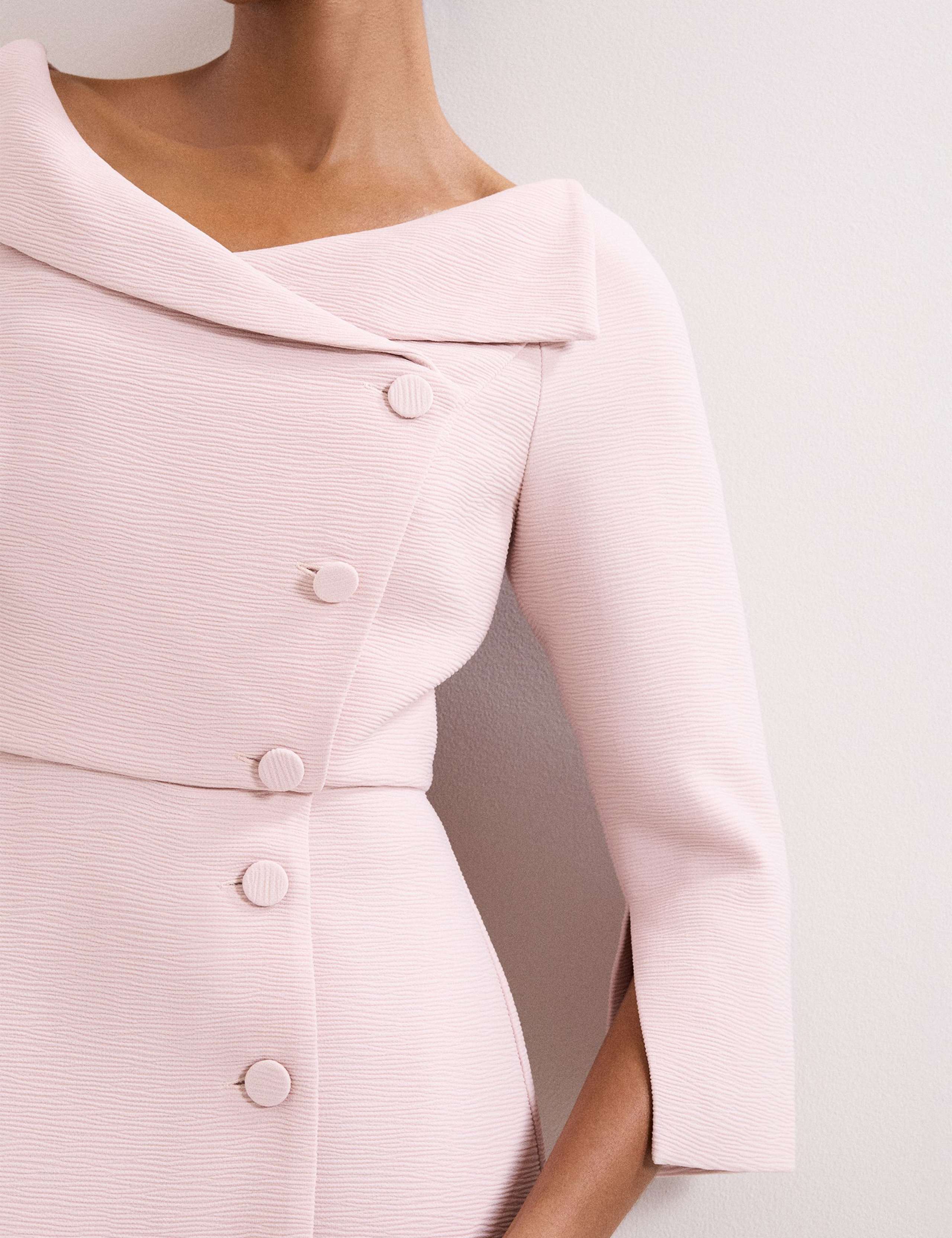 Textured V-Neck Midi Tailored Dress 5 of 8