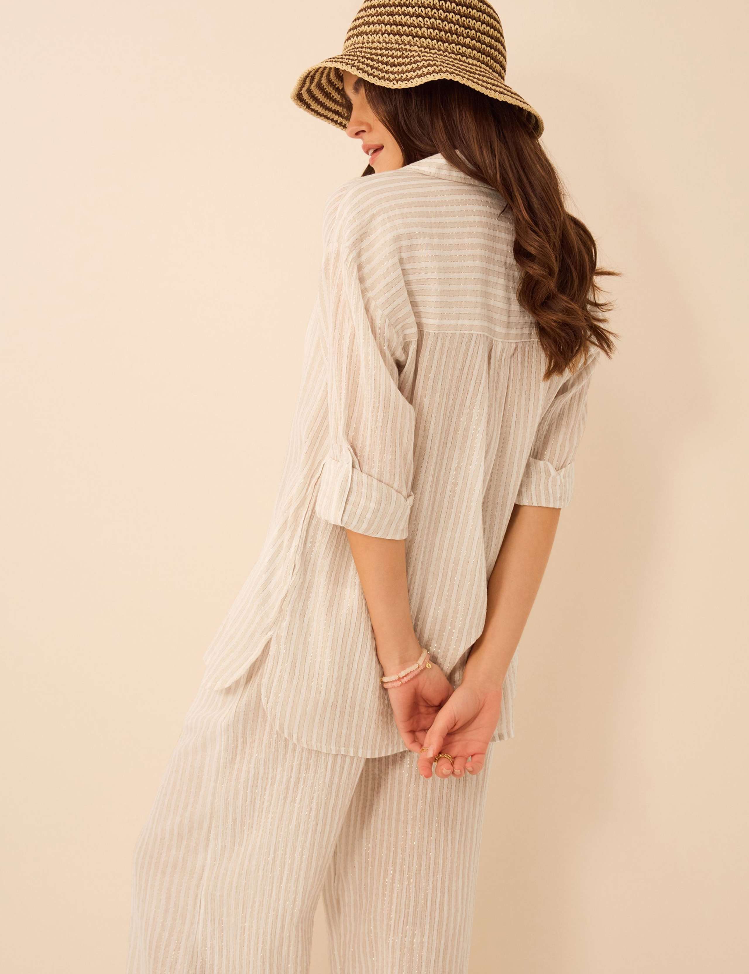 Cotton Rich Striped Relaxed Beach Shirt 3 of 4