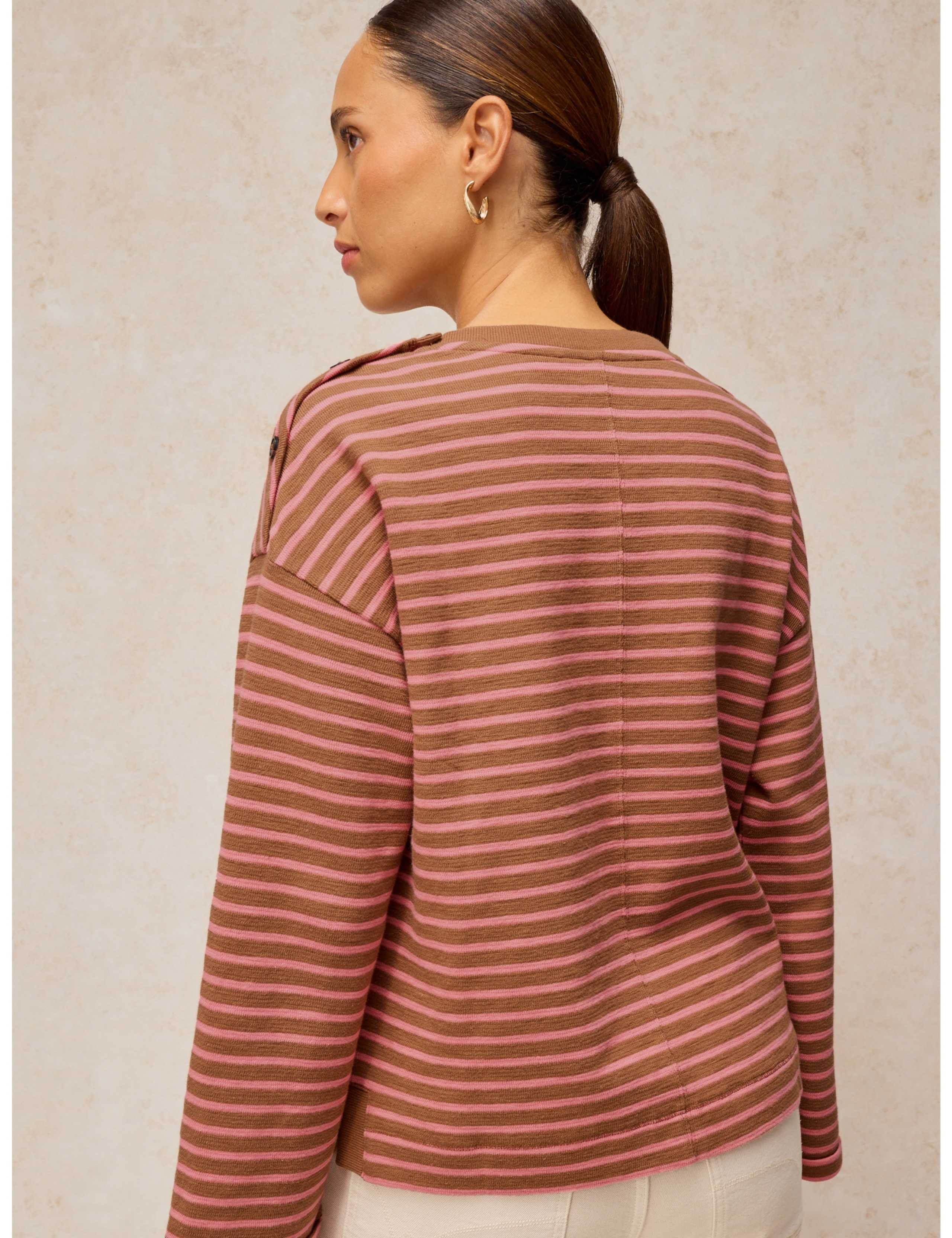 Cotton Rich Printed Button Detail T-Shirt 3 of 6