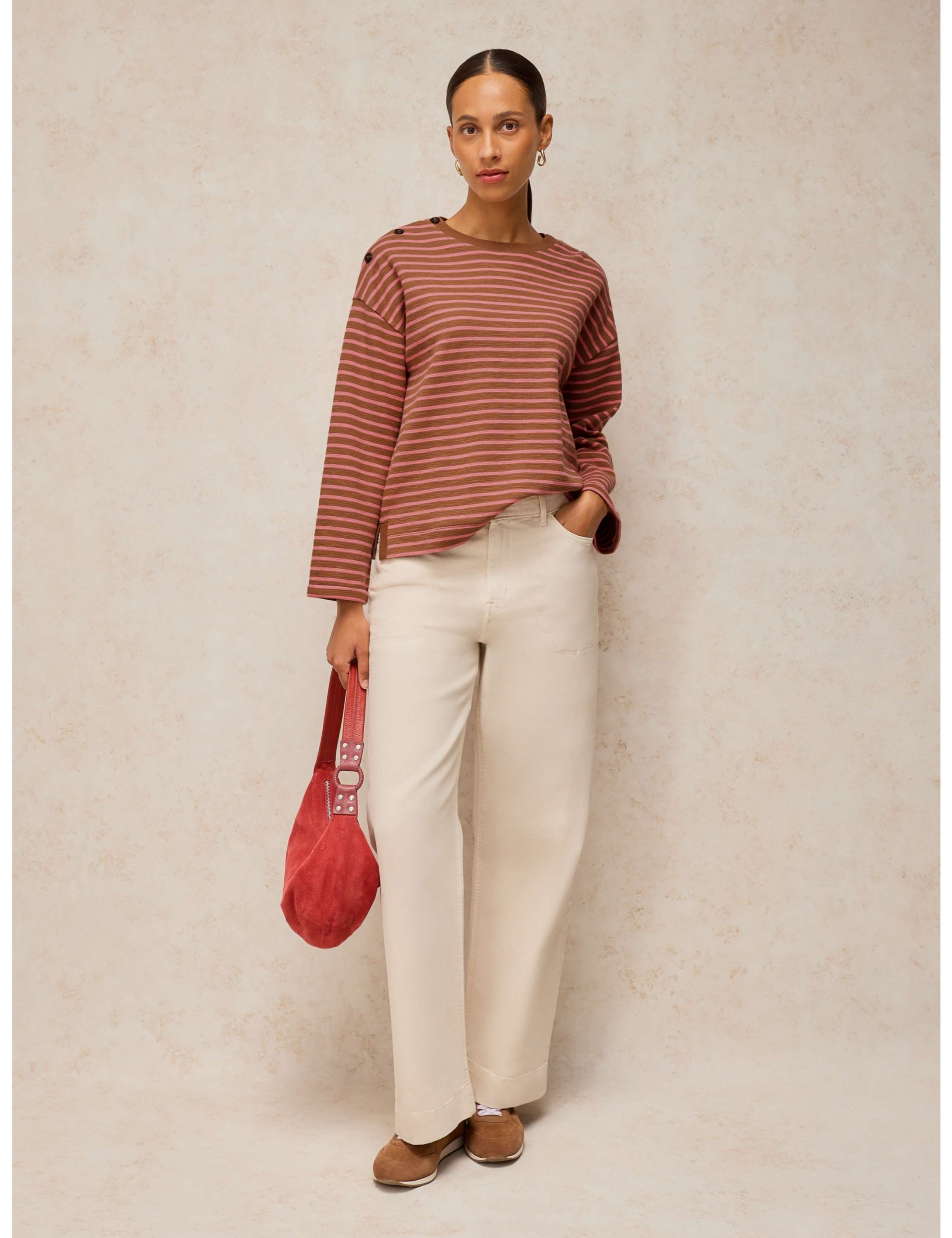 Cotton Rich Printed Button Detail T-Shirt 4 of 6
