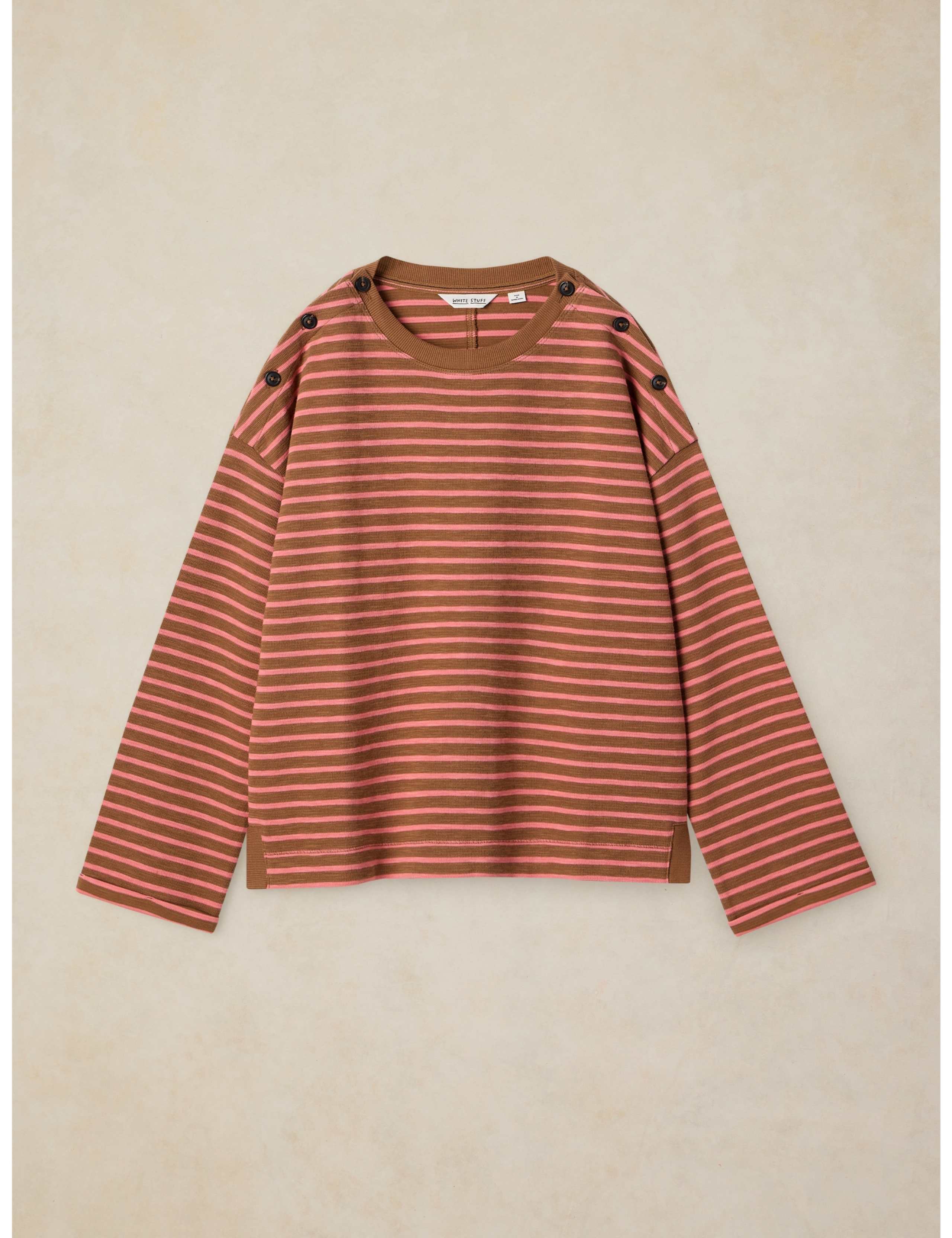 Cotton Rich Printed Button Detail T-Shirt 2 of 6