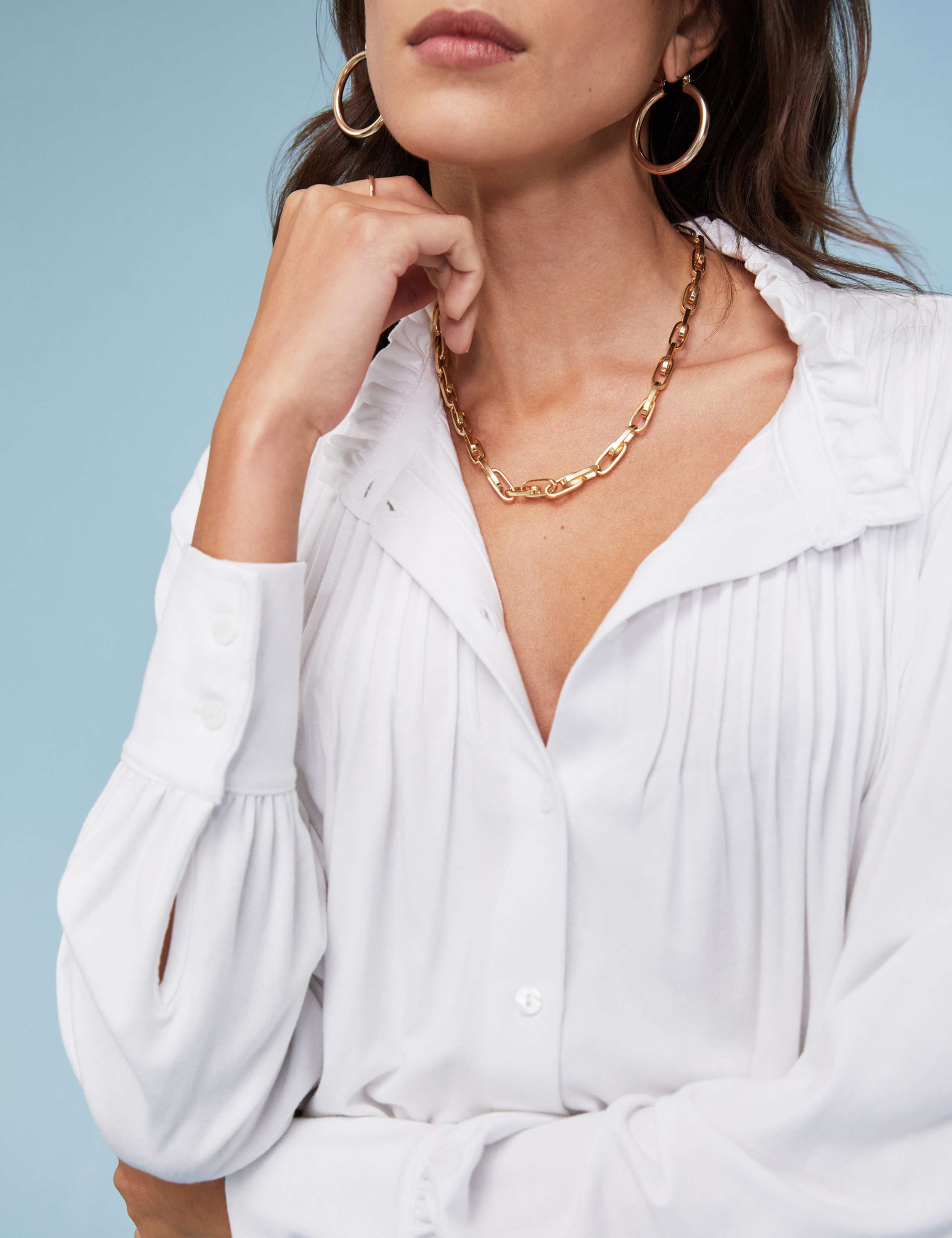 High Neck Relaxed Pintuck Blouse 3 of 5
