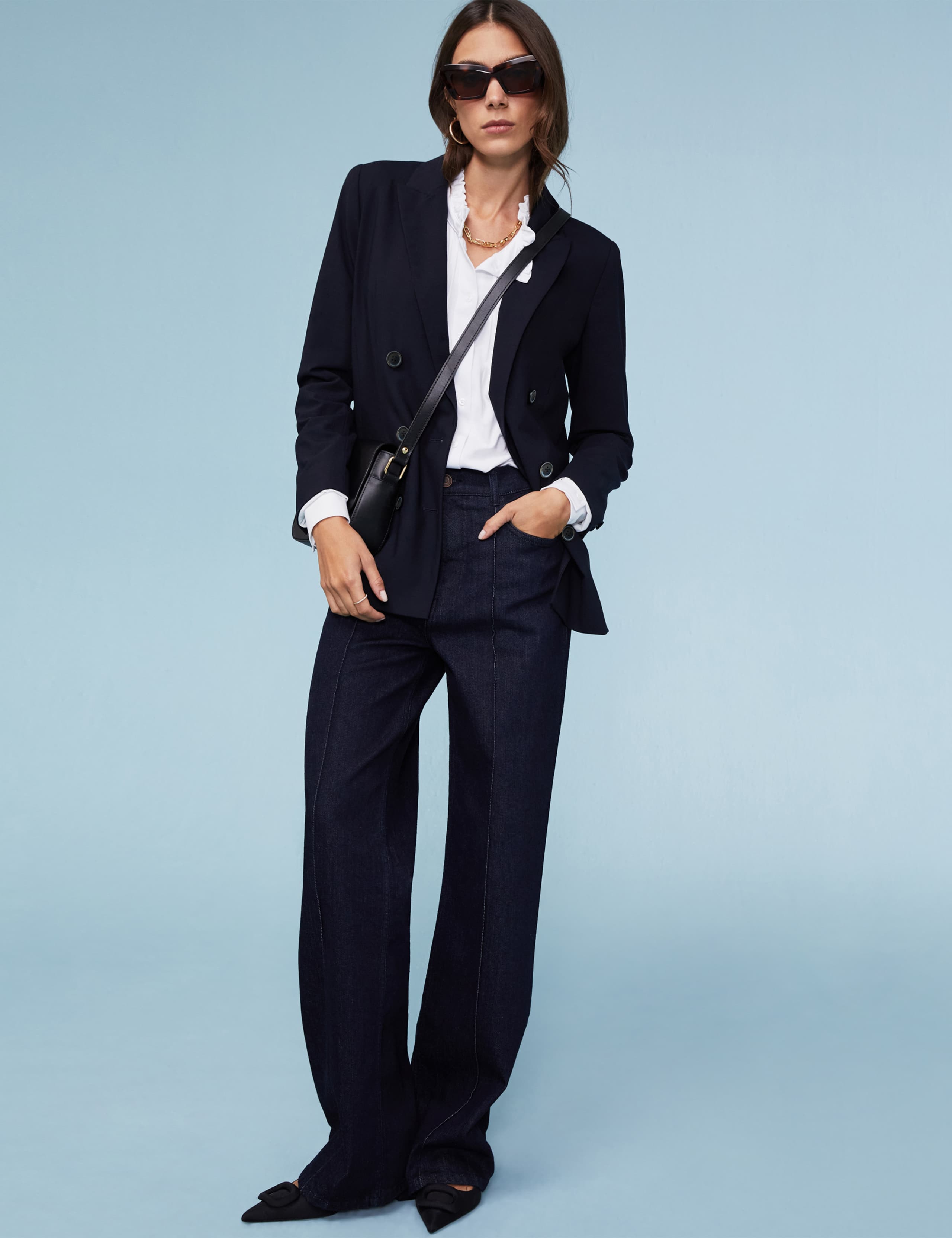 High Neck Relaxed Pintuck Blouse 4 of 5