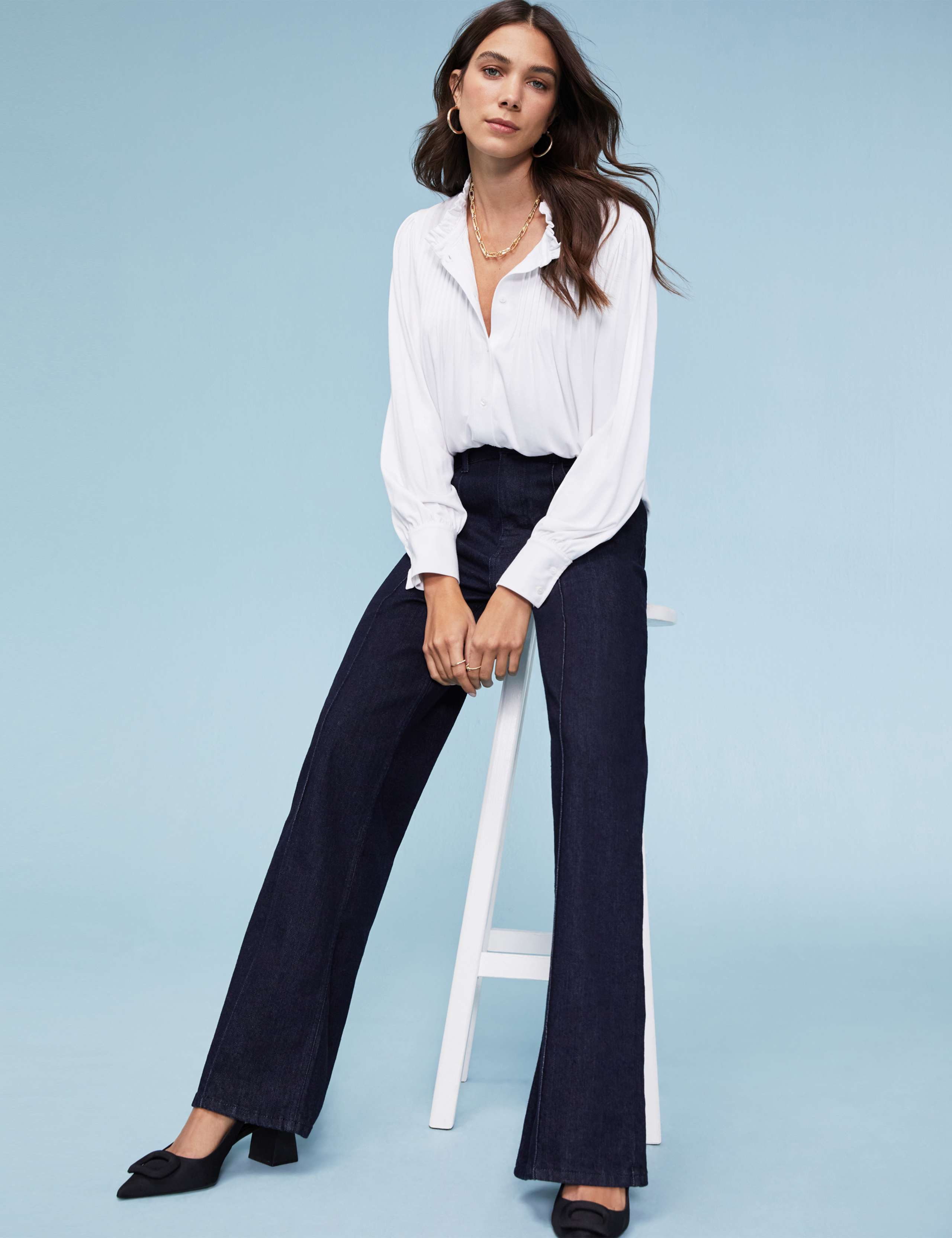 High Neck Relaxed Pintuck Blouse 5 of 5