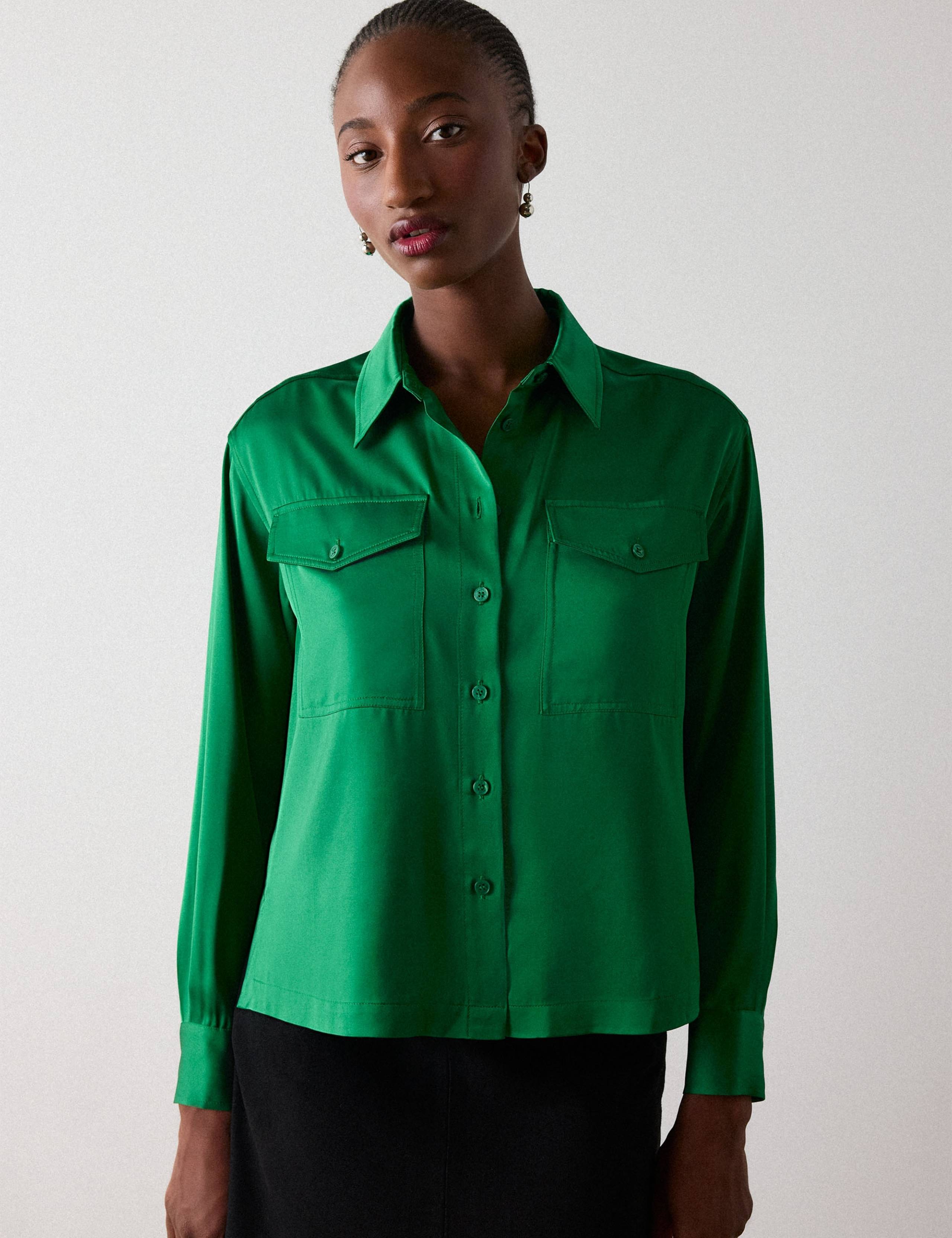 Satin Utility Collared Shirt 4 of 5
