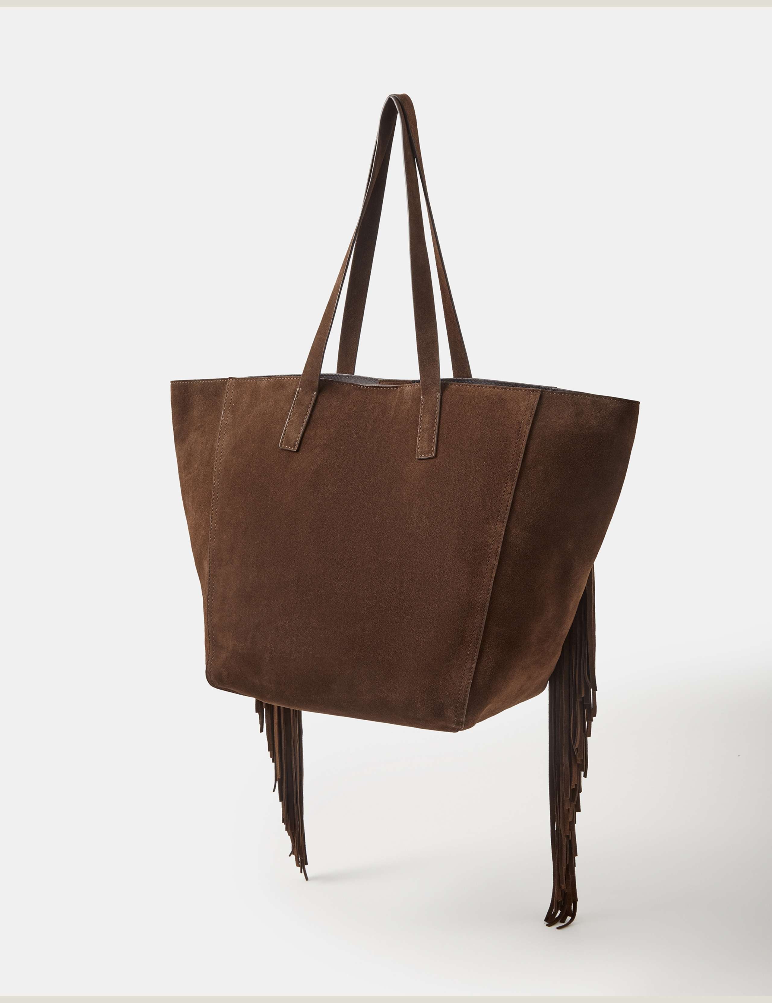 Suede Embroidered Fringed Tote Bag 2 of 3