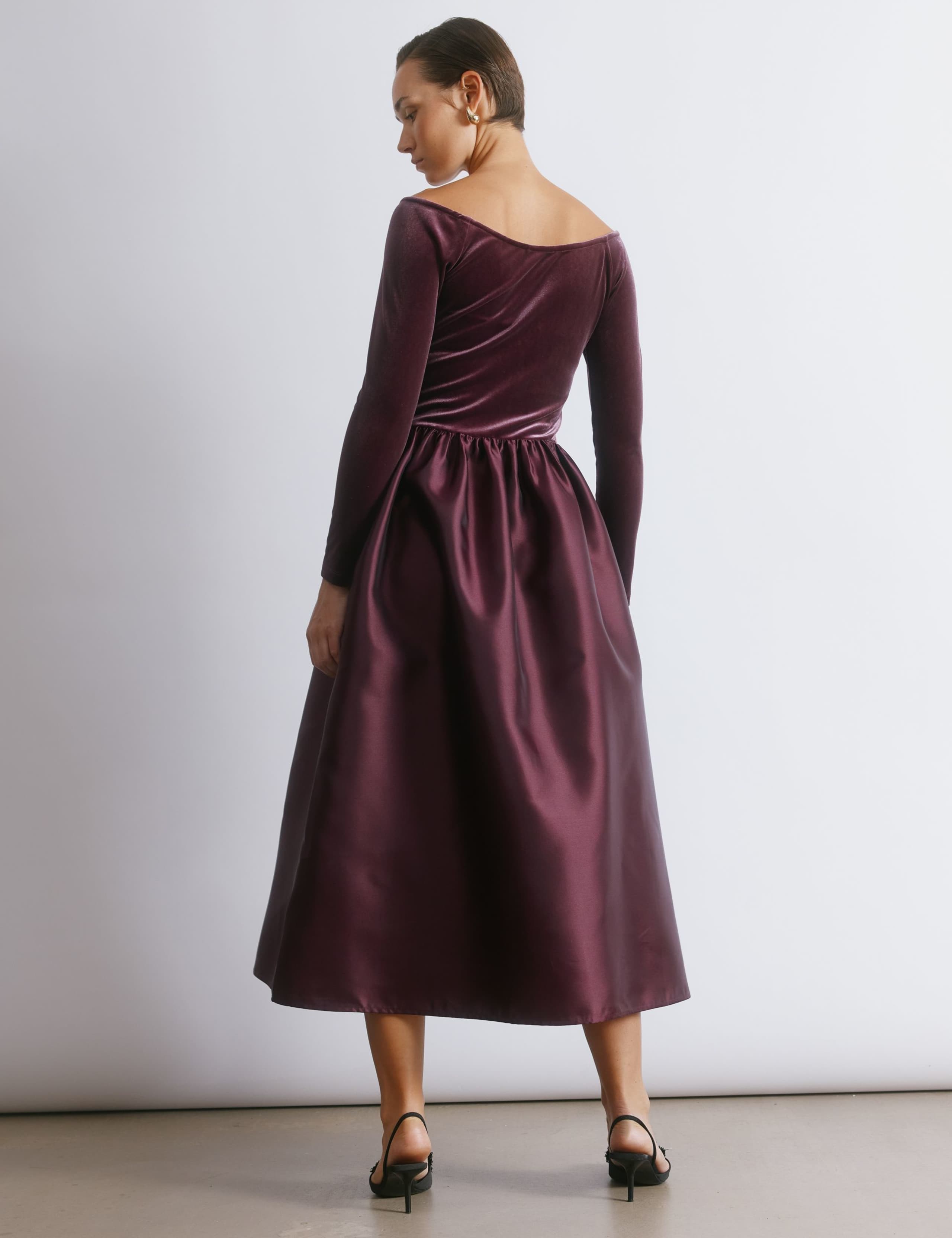 Velvet & Taffeta Midi Bandeau Dress 3 of 4