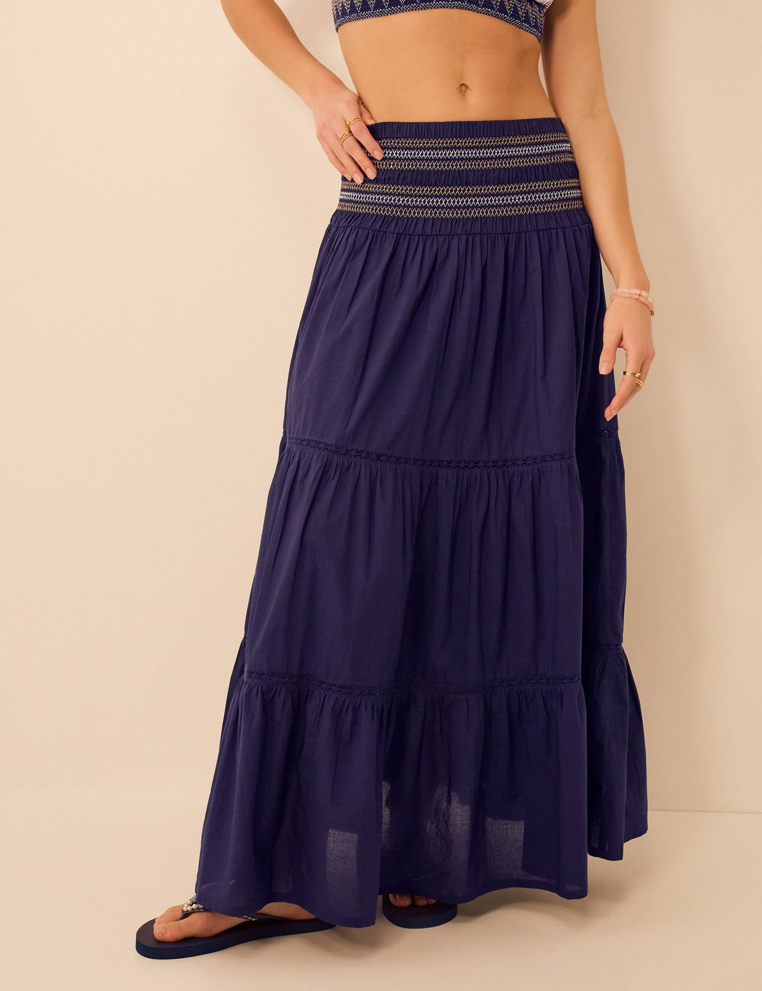 Pure Cotton Shirred Maxi Beach Skirt 3 of 5