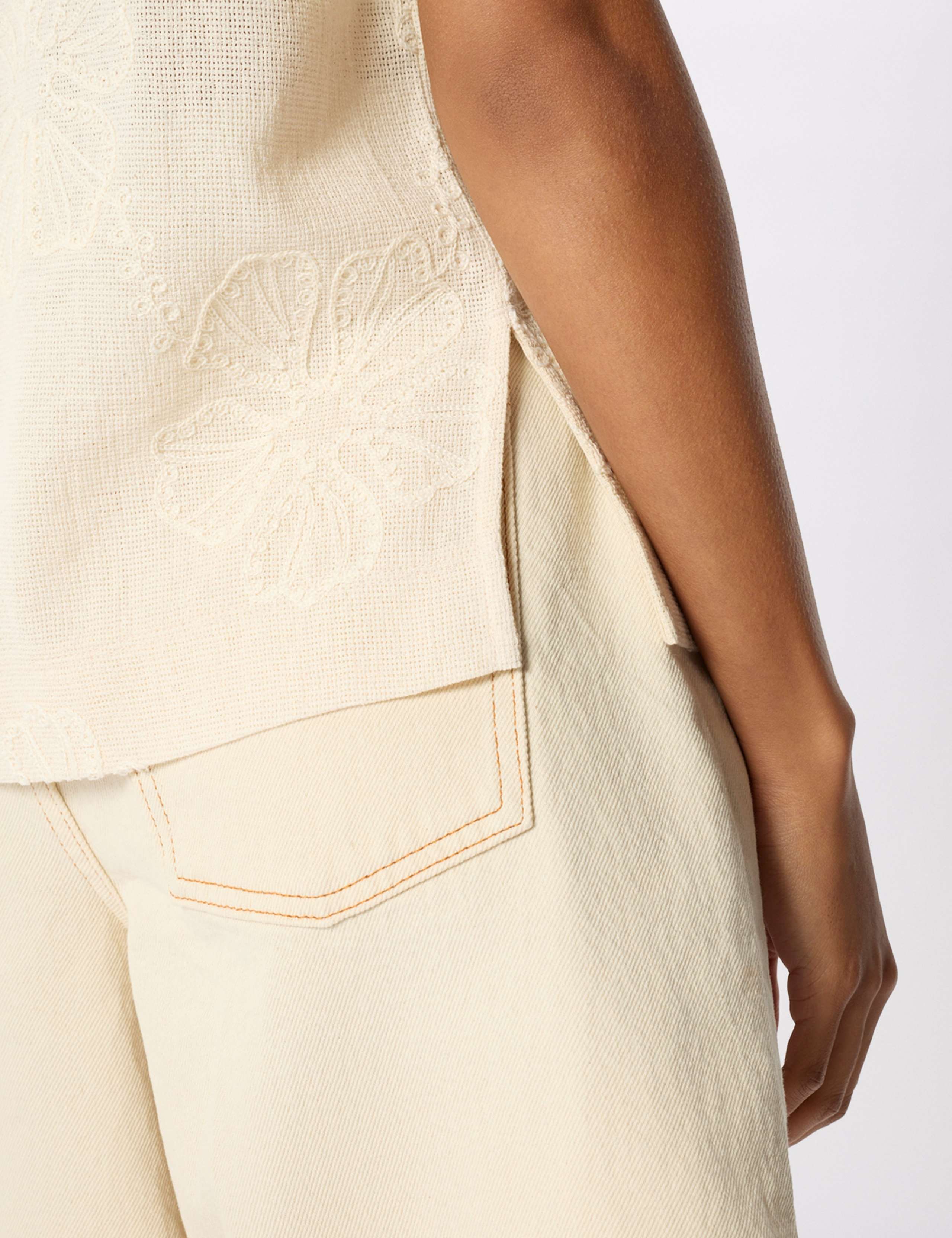 Jersey Textured Floral Embroidered Top 6 of 7