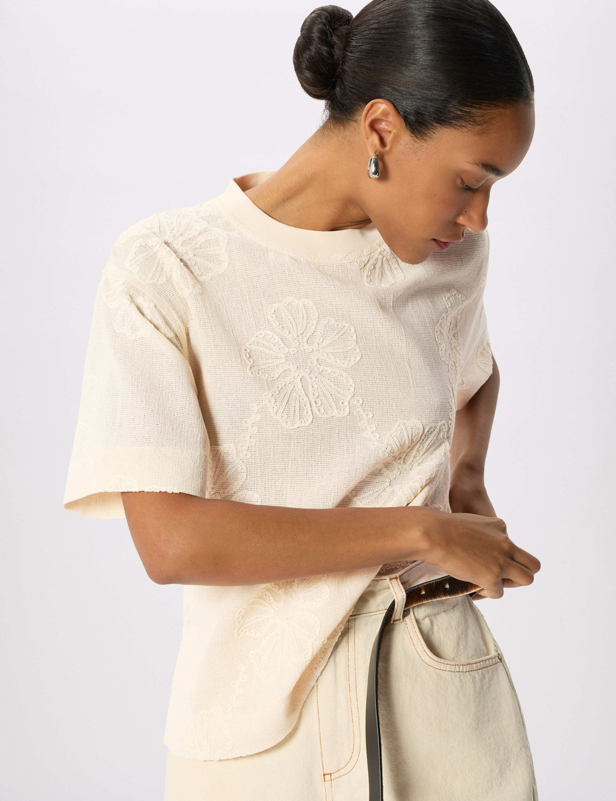 Jersey Textured Floral Embroidered Top 7 of 7