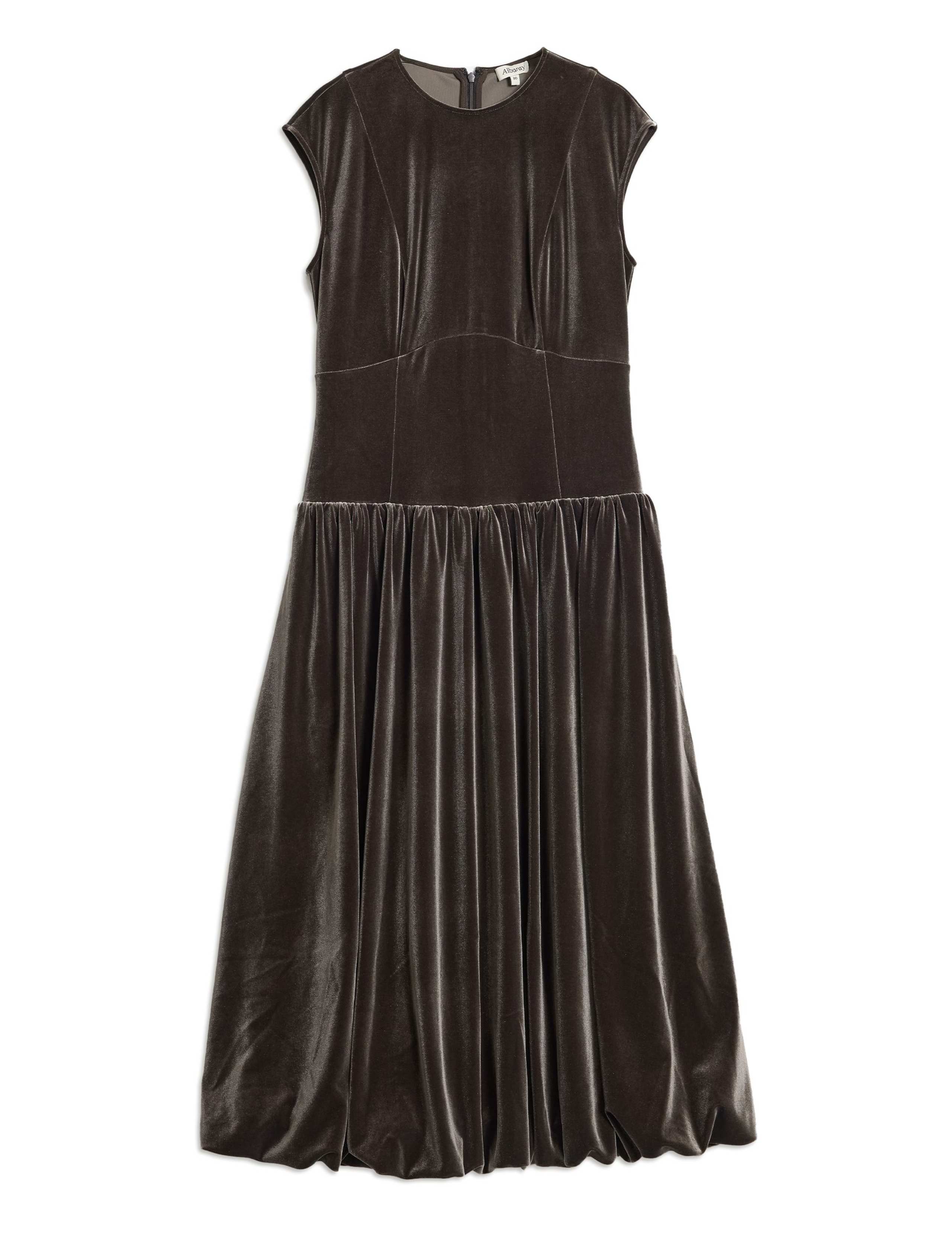 Velvet Round Neck Midi Waisted Dress 2 of 4