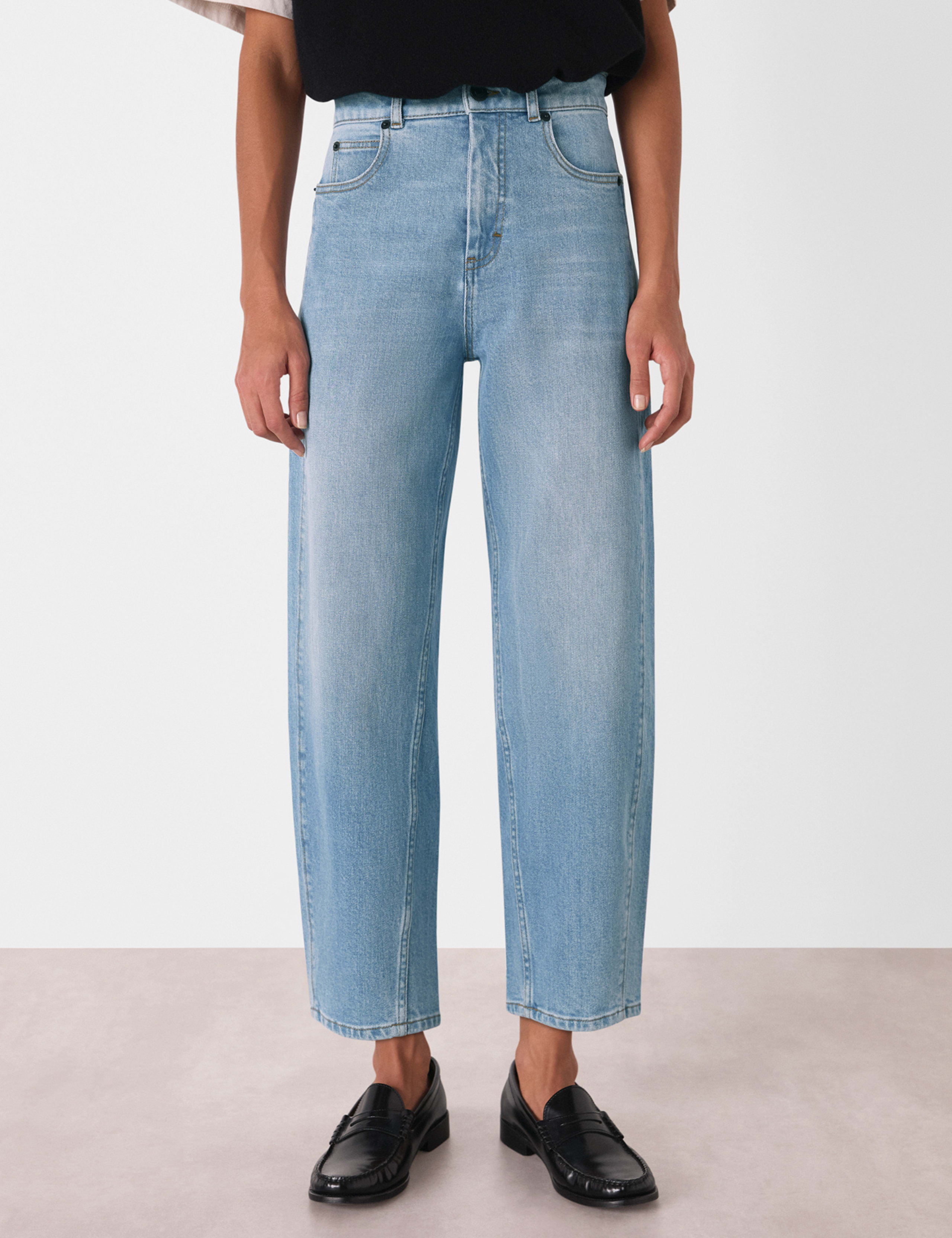 High Waisted Barrel Ankle Grazer Jeans 3 of 5