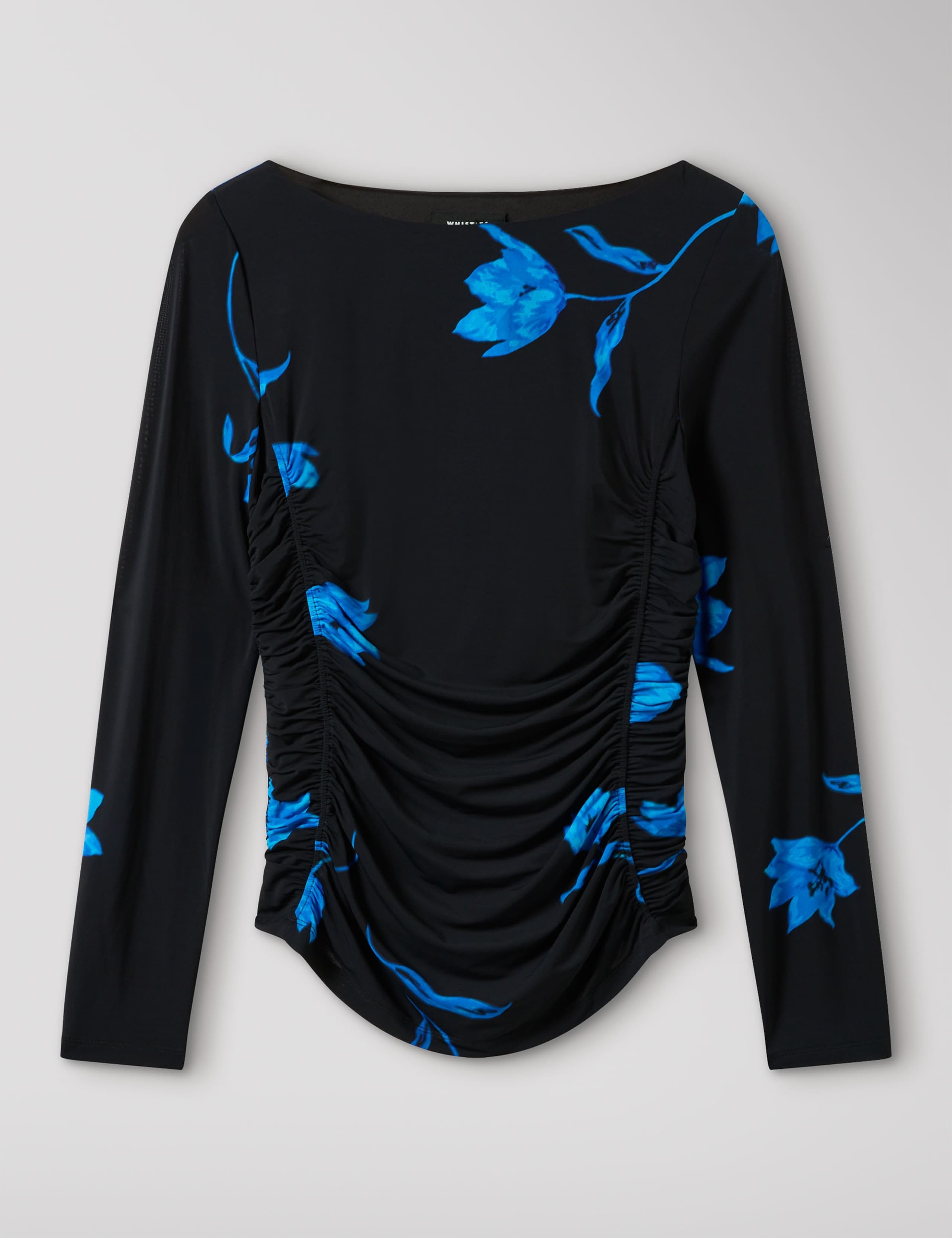 Jersey Floral Slash Neck Ruched Side Top 2 of 5