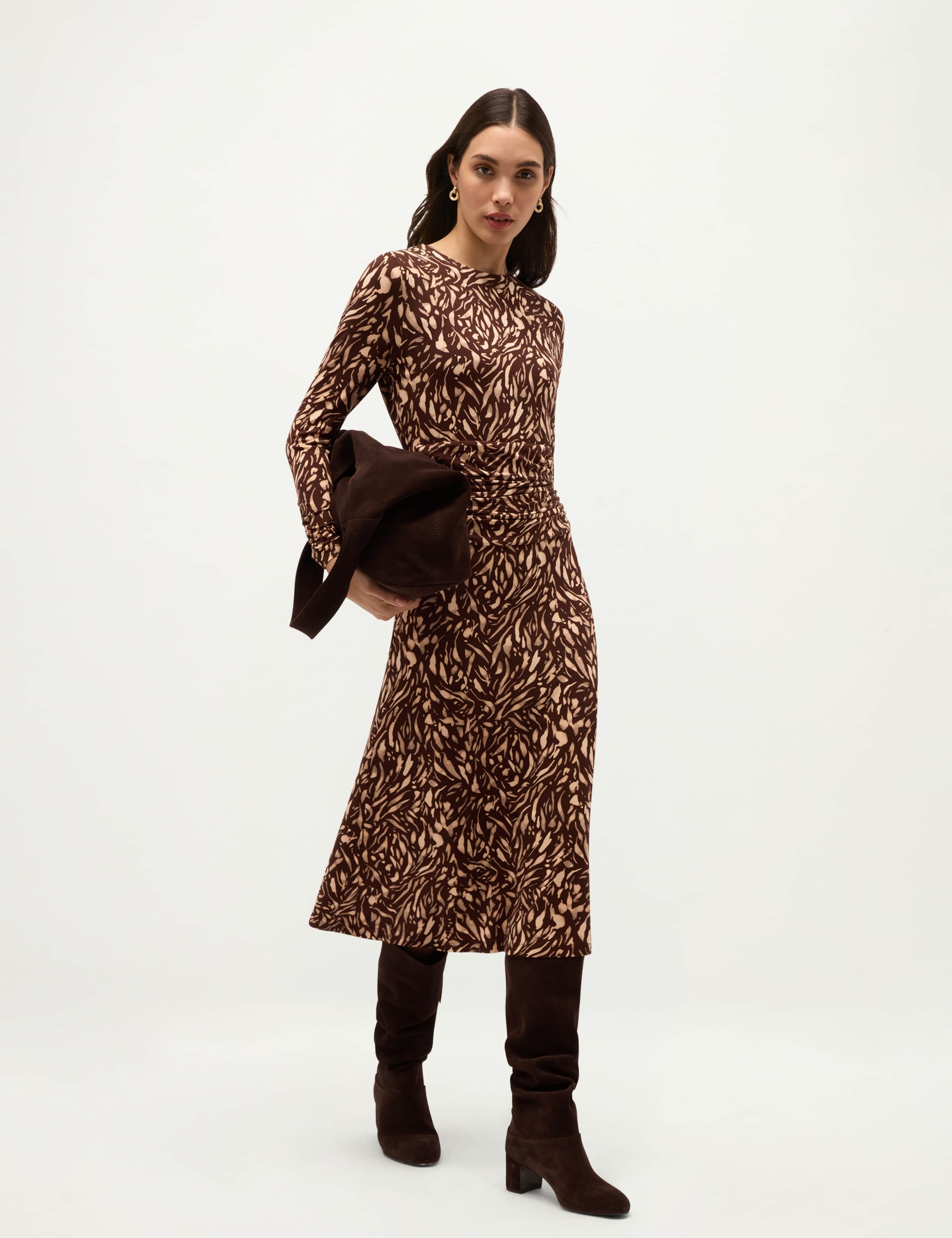 Animal Print Crew Neck Midi Jersey Dress 3 of 6