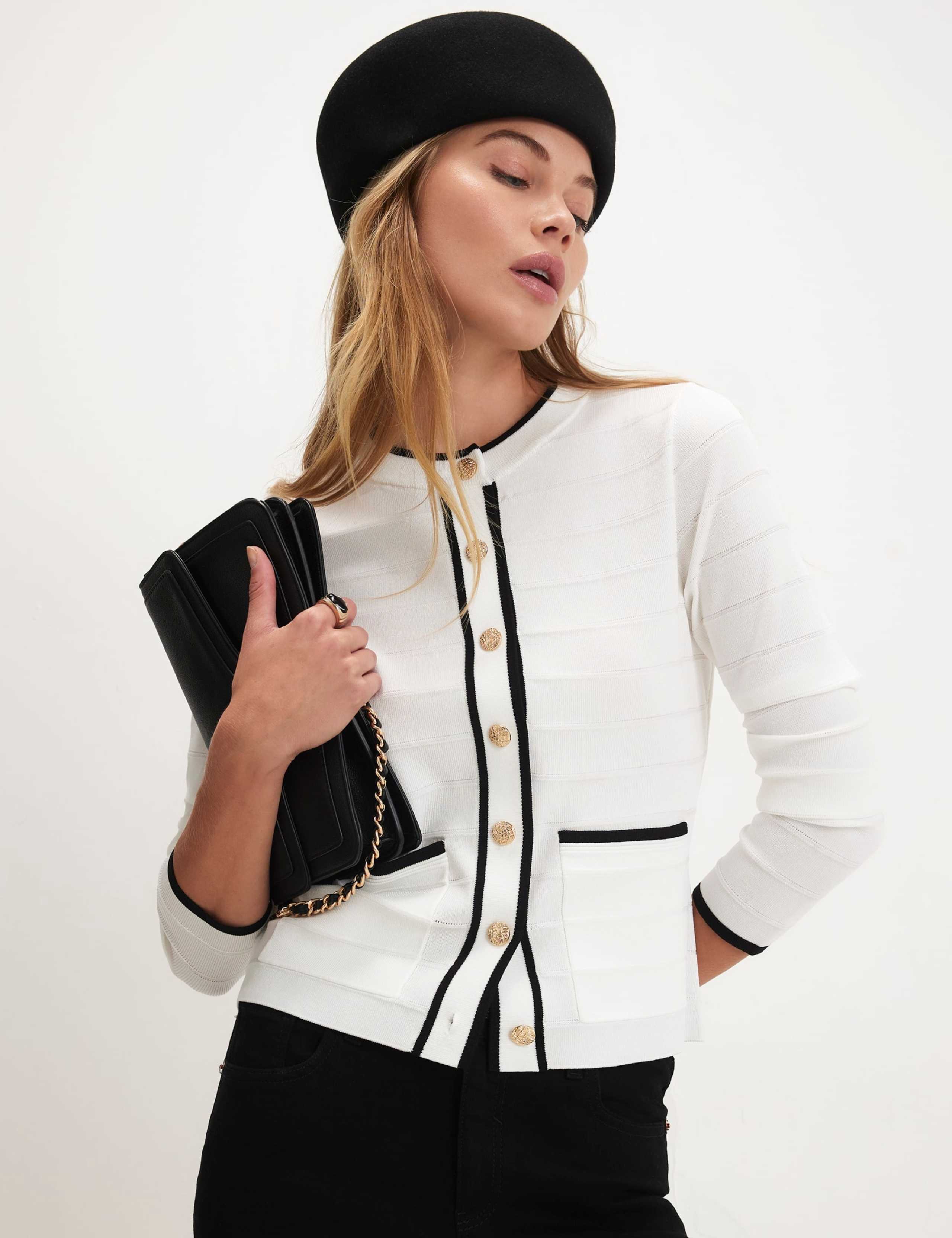 Pure Cotton Textured Fitted Cardigan 1 of 6