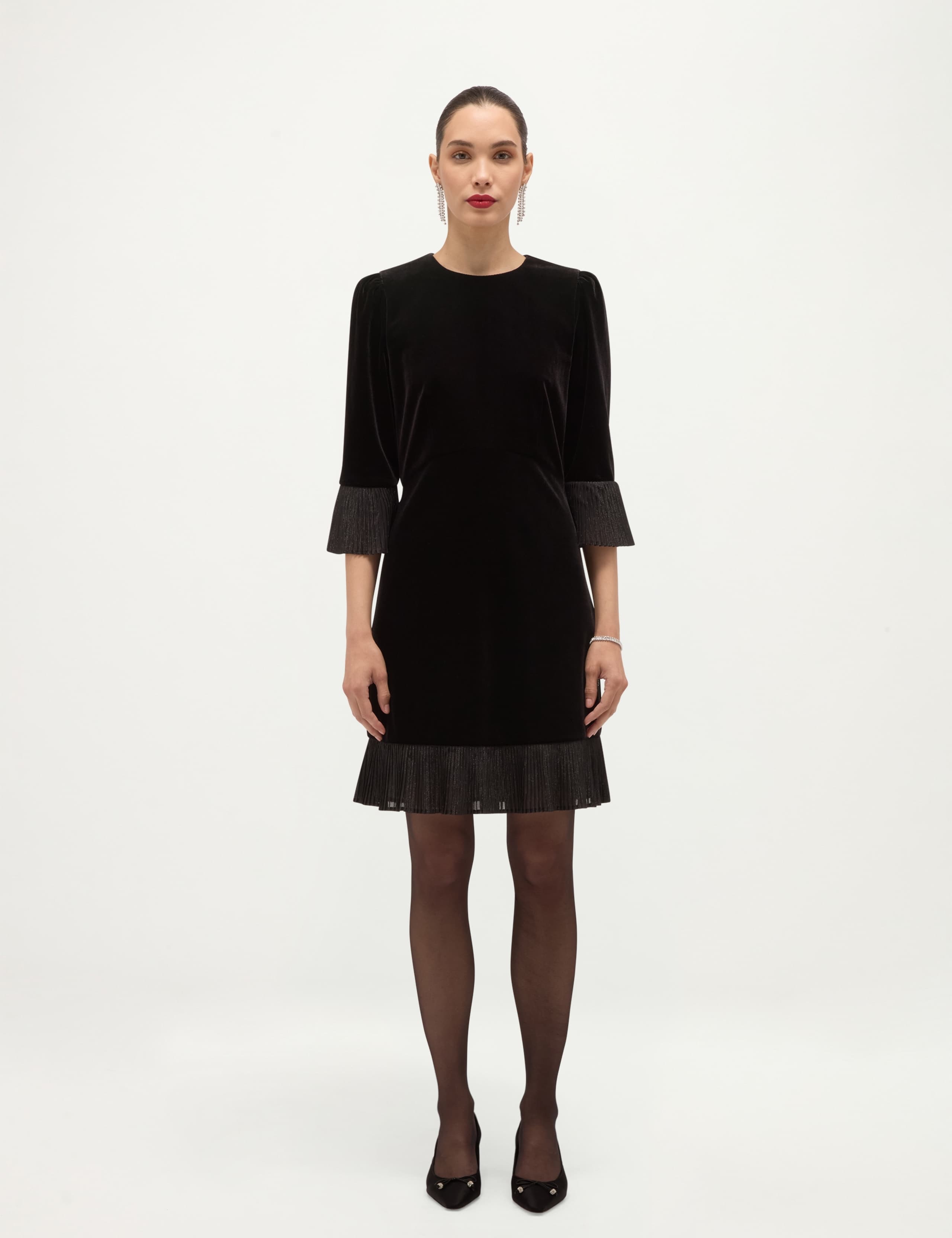 Velvet Metallic Puff Sleeve Mini Dress 3 of 7