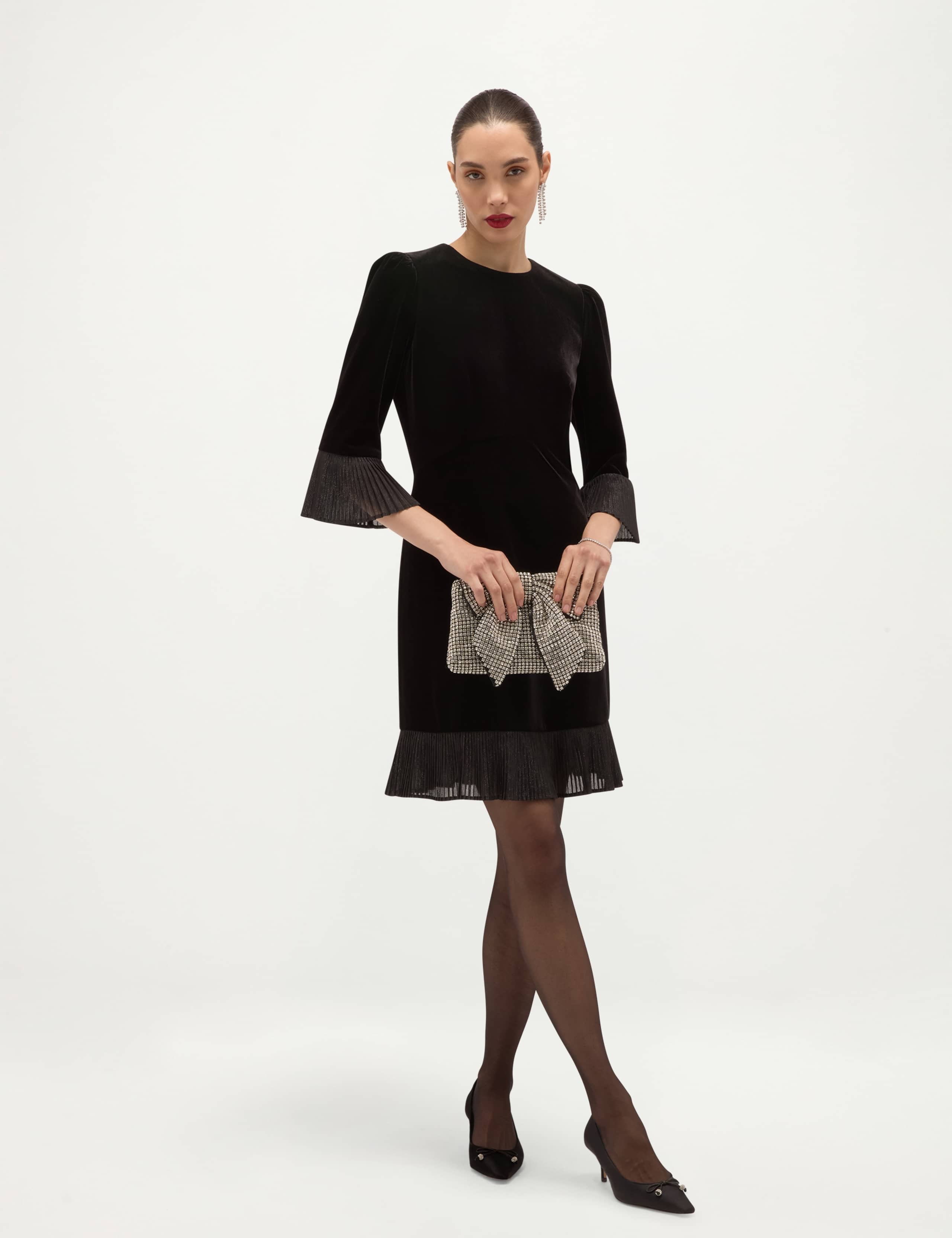 Velvet Metallic Puff Sleeve Mini Dress 6 of 7