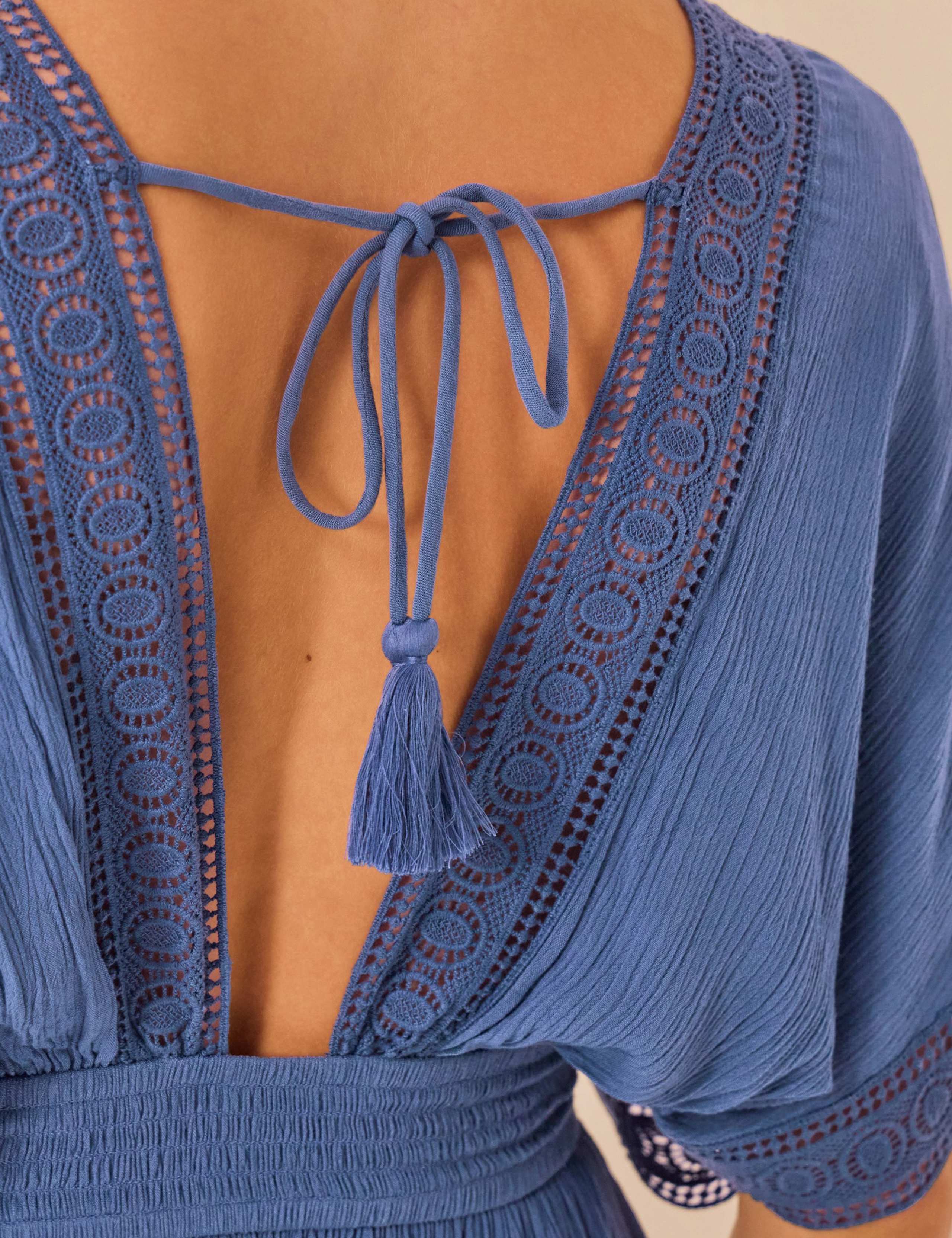 Crochet V-Neck Mini Kaftan Dress 4 of 5