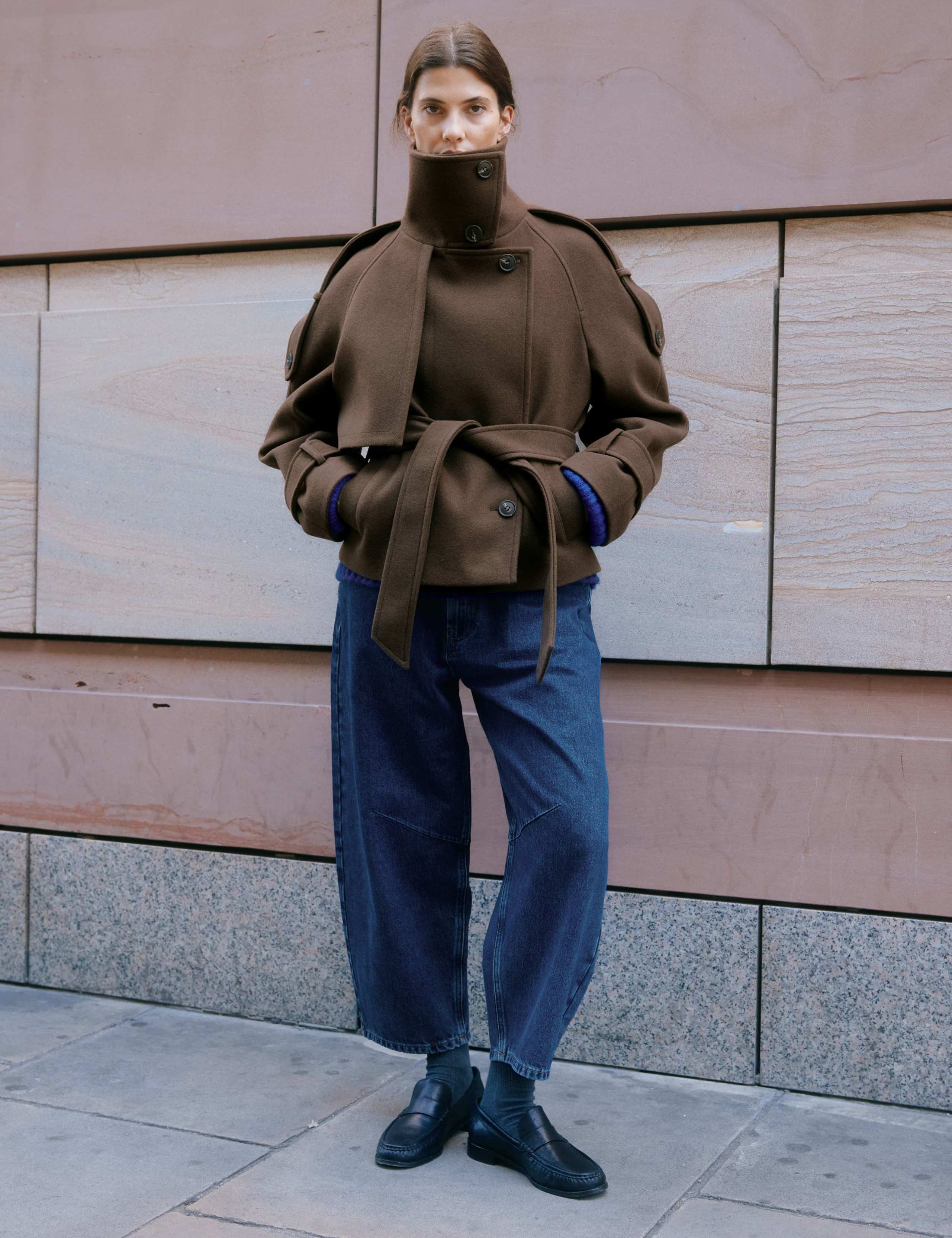 Funnel Neck Belted Short Jacket 3 of 7